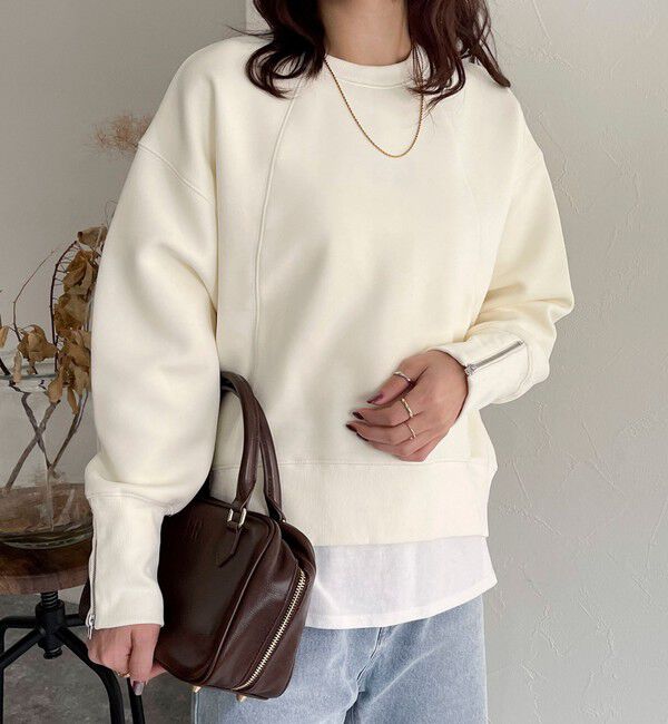 fredy emue「ダンボール袖口ZIPスウェットプルオーバー」|スウェット・ジャージ|オフホワイト