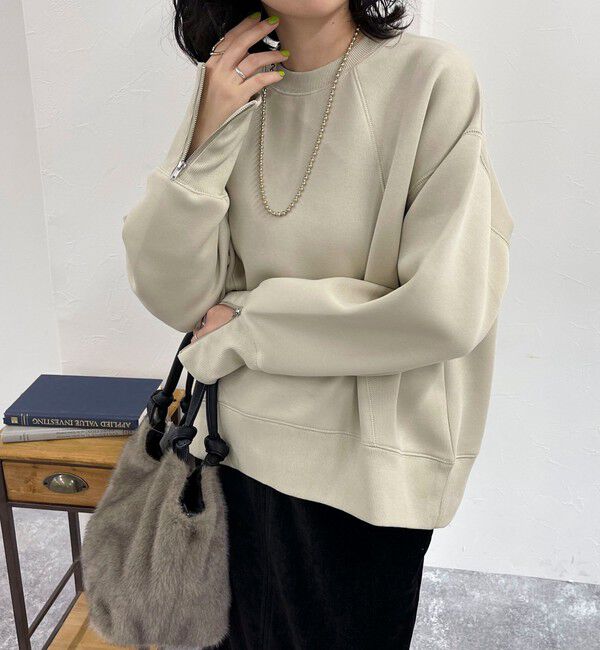 fredy emue「ダンボール袖口ZIPスウェットプルオーバー」|スウェット・ジャージ|ベージュ