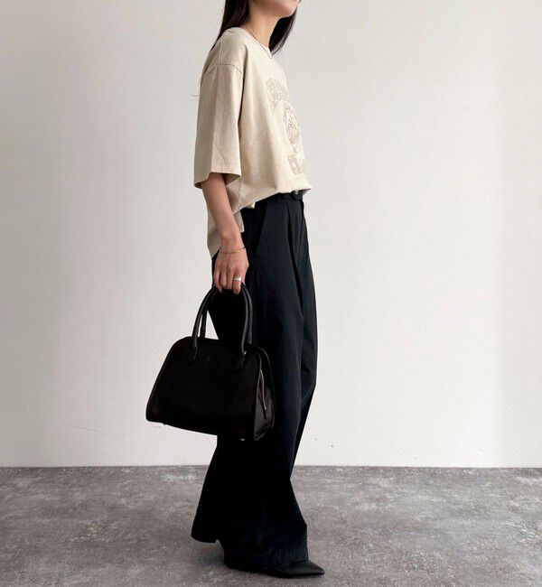 fredy emue「ピグメント刺繍クロップドTシャツ」|Tシャツ・カットソー|