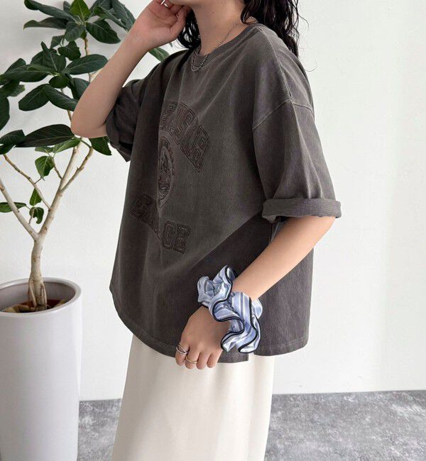 fredy emue「ピグメント刺繍クロップドTシャツ」|Tシャツ・カットソー|