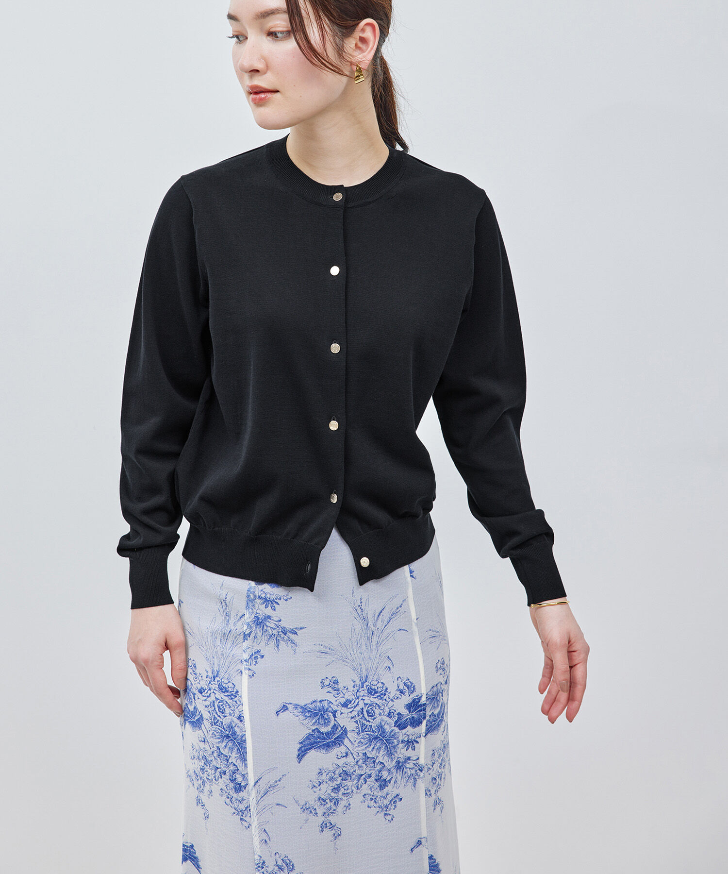 ROPE「【洗える】【接触冷感】ICE COTTONカーディガン【アンサンブル対応】【雑誌/メディア掲載】」|カーディガン|ブラック(01)