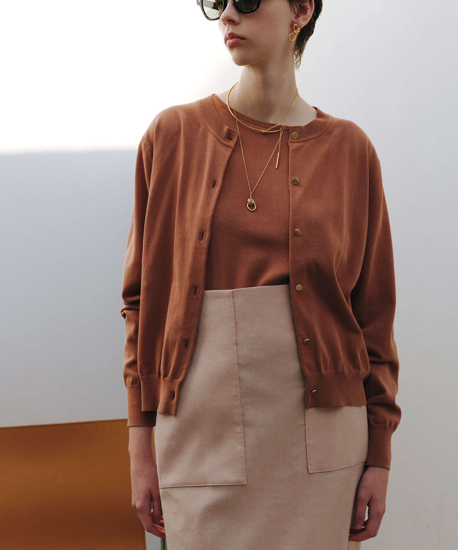 ROPE「【洗える】【接触冷感】ICE COTTONカーディガン【アンサンブル対応】【雑誌/メディア掲載】」|カーディガン|キャメル(25)