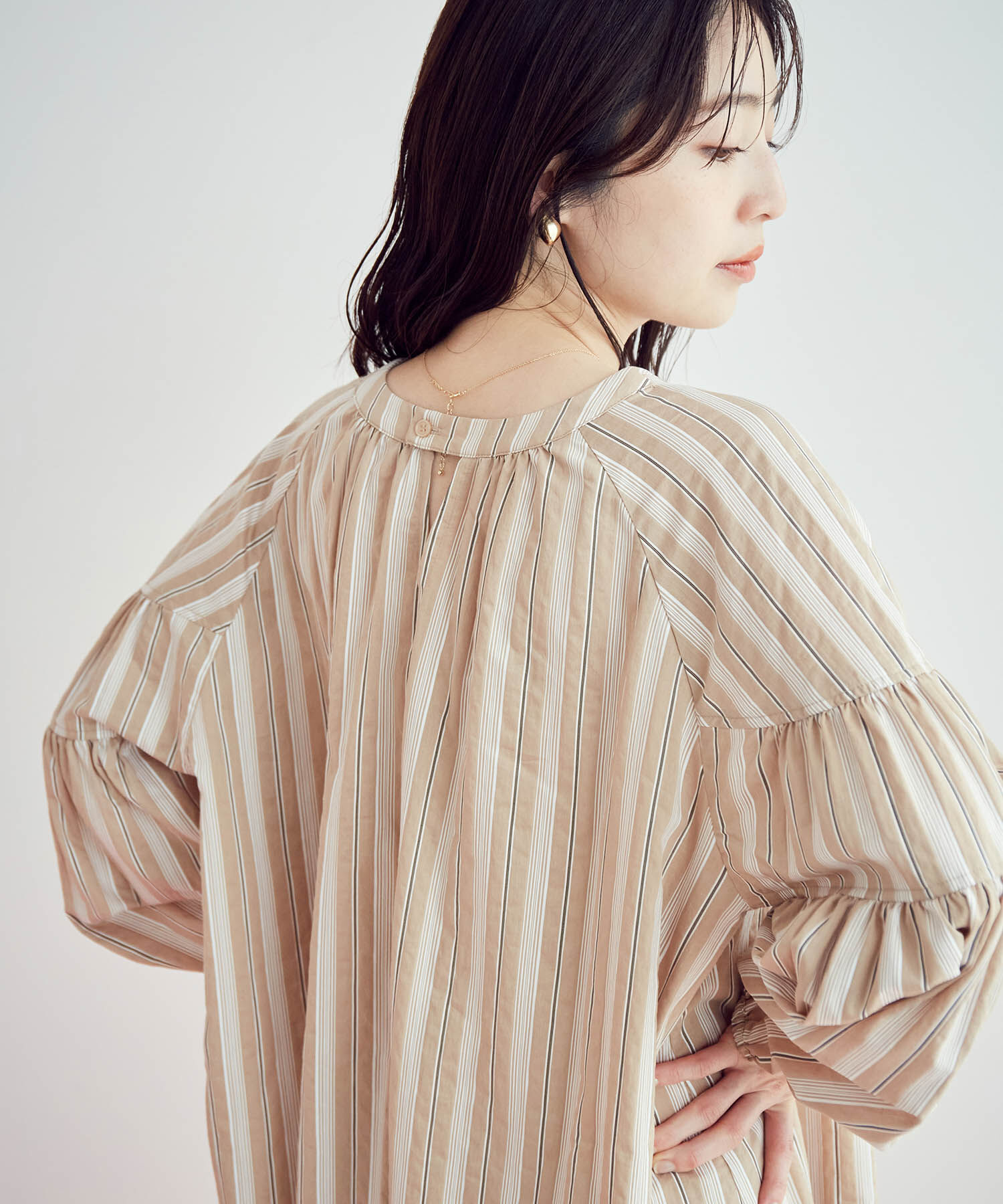 VIS「【前後2WAY】袖ボリュームマルチストライプワンピース」|その他|