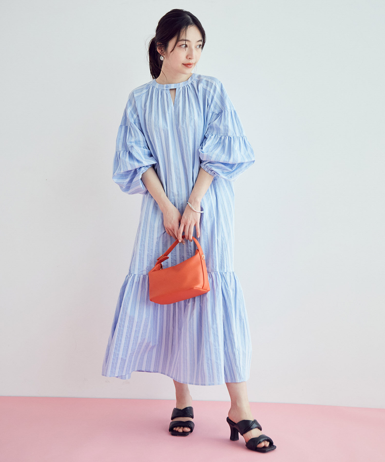 VIS「【前後2WAY】袖ボリュームマルチストライプワンピース」|その他|