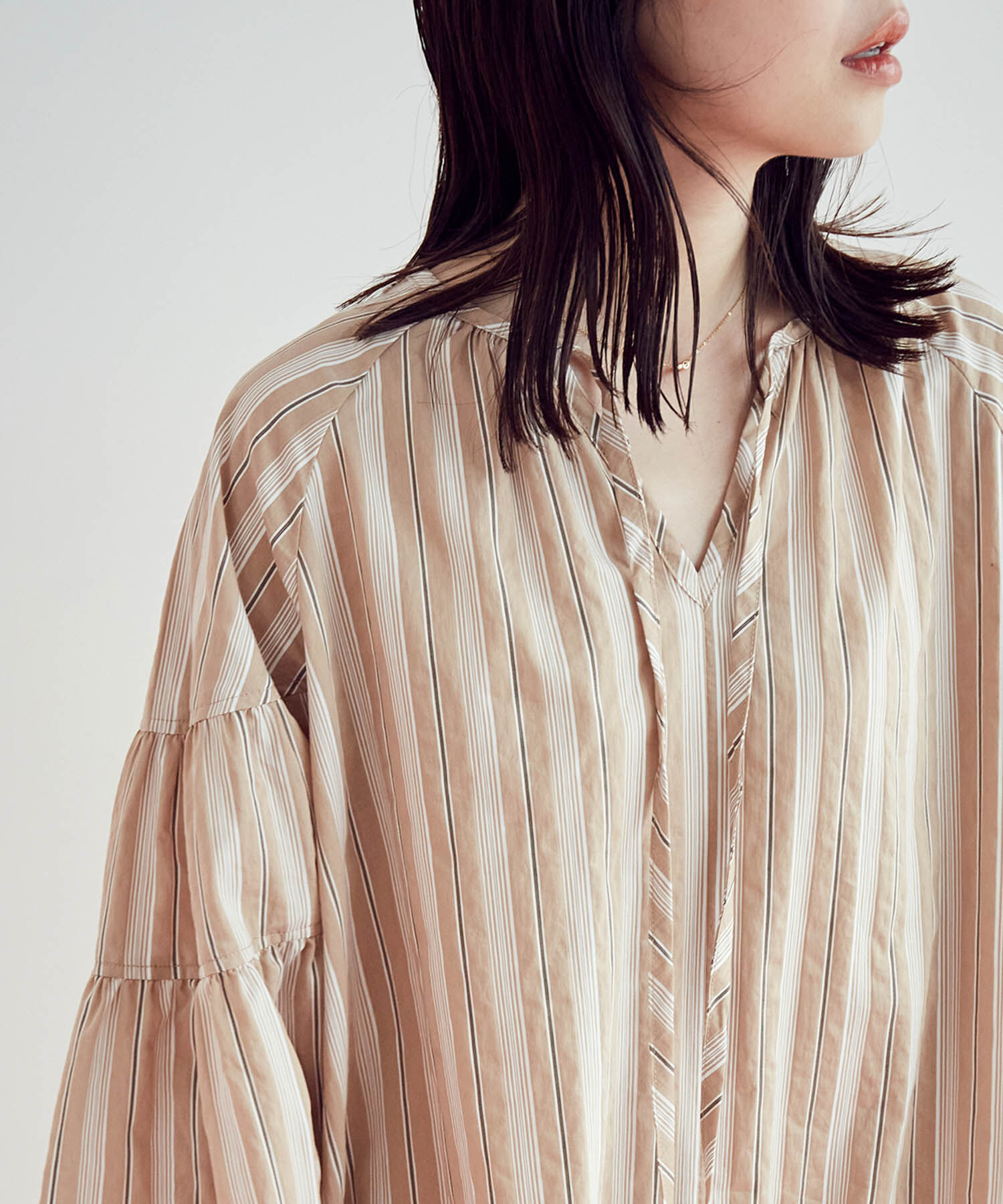 VIS「【前後2WAY】袖ボリュームマルチストライプワンピース」|その他|