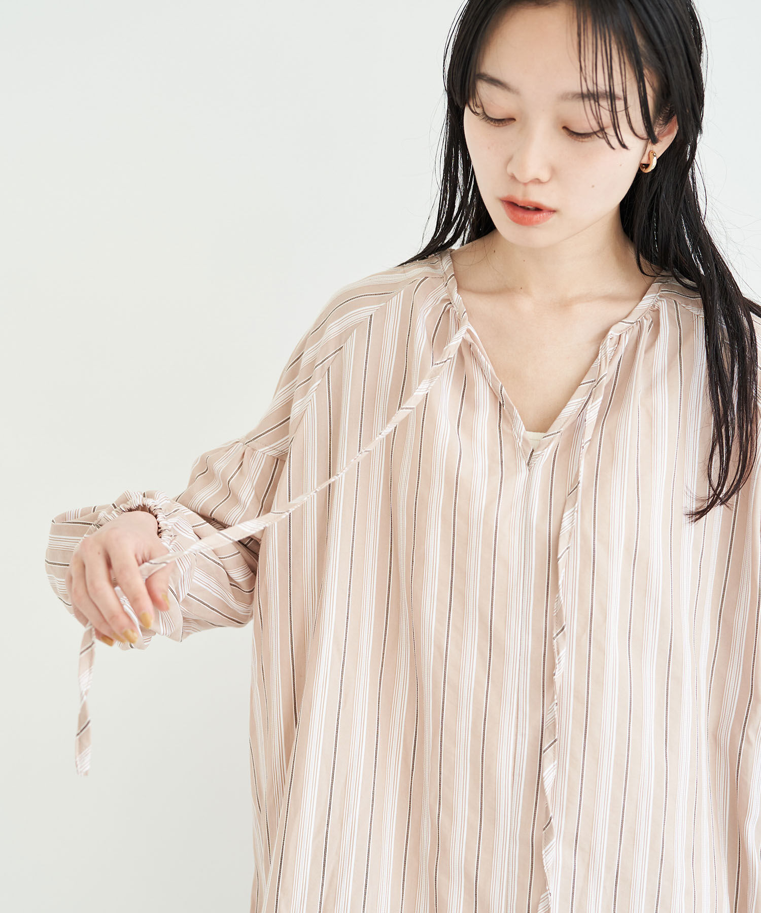 VIS「【前後2WAY】袖ボリュームマルチストライプワンピース」|その他|