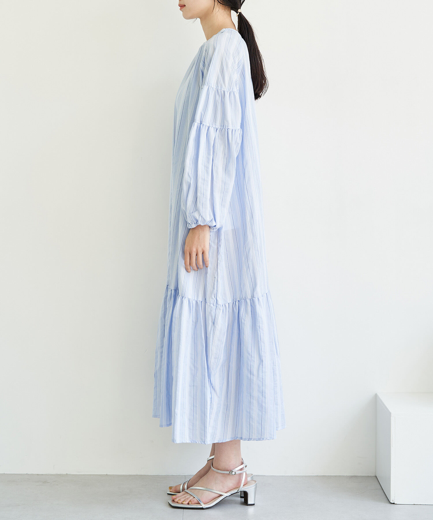 VIS「【前後2WAY】袖ボリュームマルチストライプワンピース」|その他|