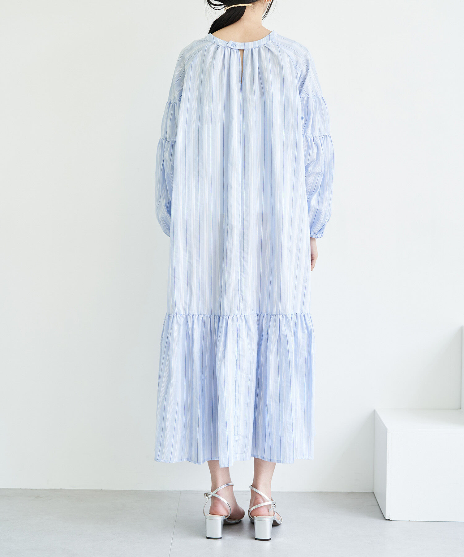 VIS「【前後2WAY】袖ボリュームマルチストライプワンピース」|その他|