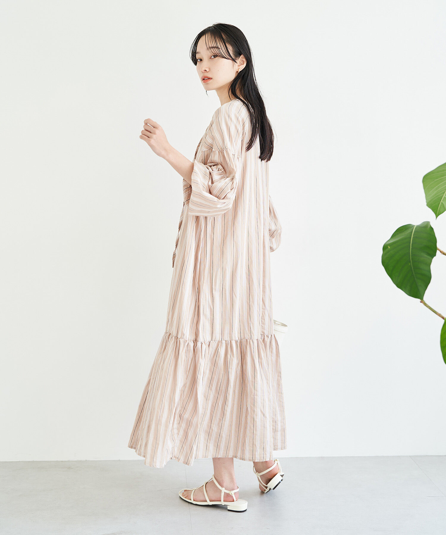 VIS「【前後2WAY】袖ボリュームマルチストライプワンピース」|その他|