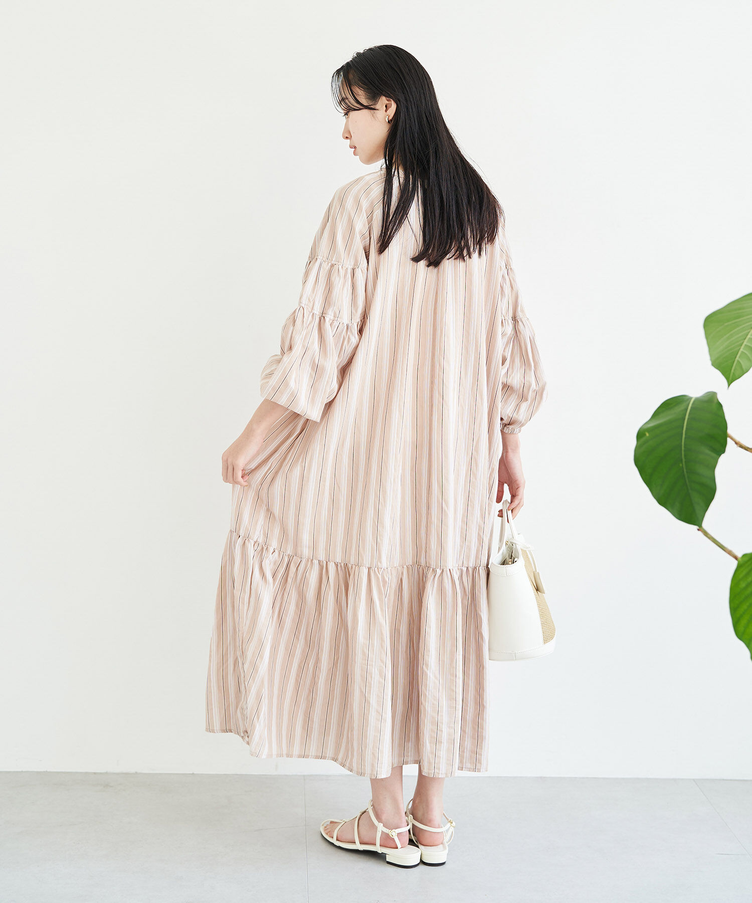 VIS「【前後2WAY】袖ボリュームマルチストライプワンピース」|その他|
