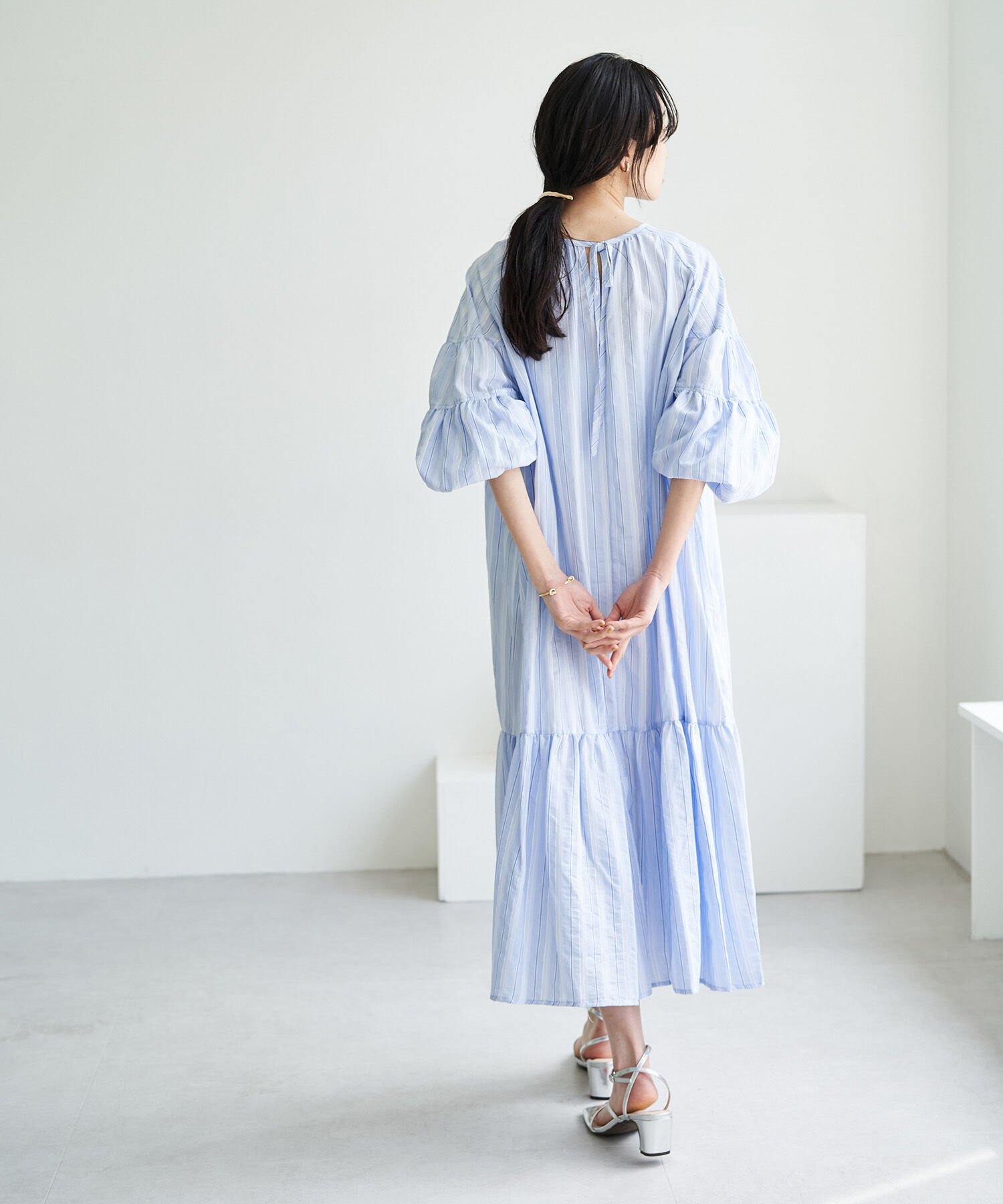 VIS「【前後2WAY】袖ボリュームマルチストライプワンピース」|その他|