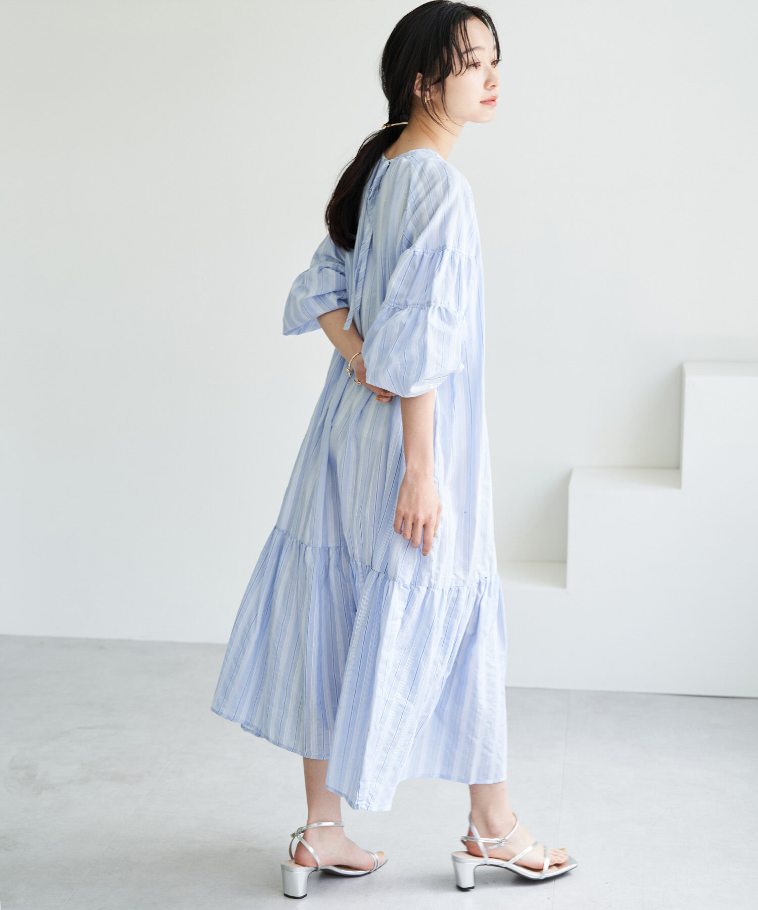 VIS「【前後2WAY】袖ボリュームマルチストライプワンピース」|その他|