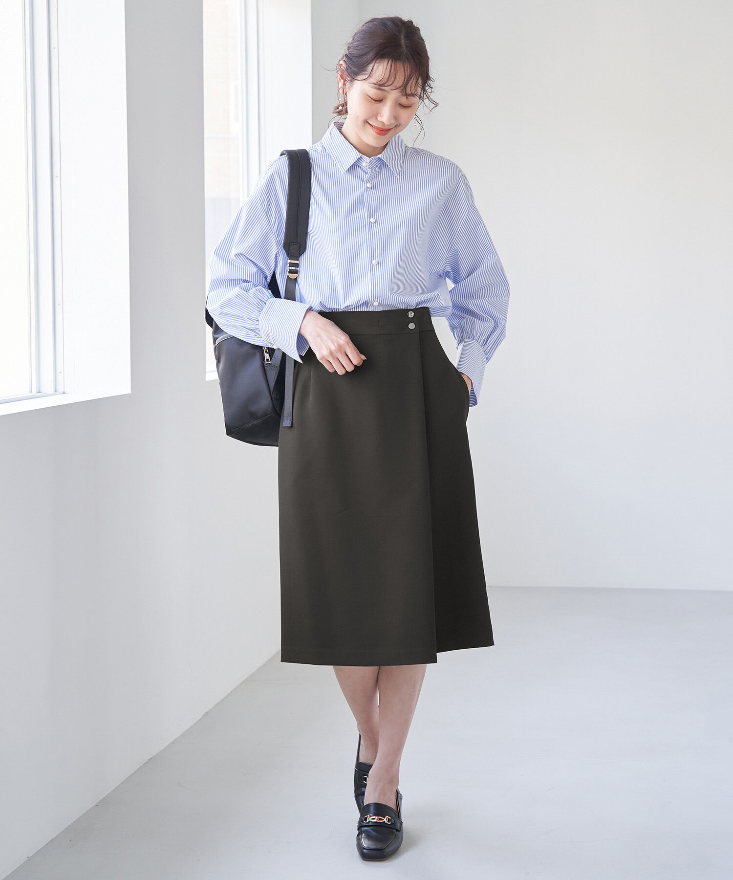 Rope&rsquo;Picnic「【360&deg;ウルトラストレッチ】【WEB限定34-42サイズ】ラップスカート」|スカート|