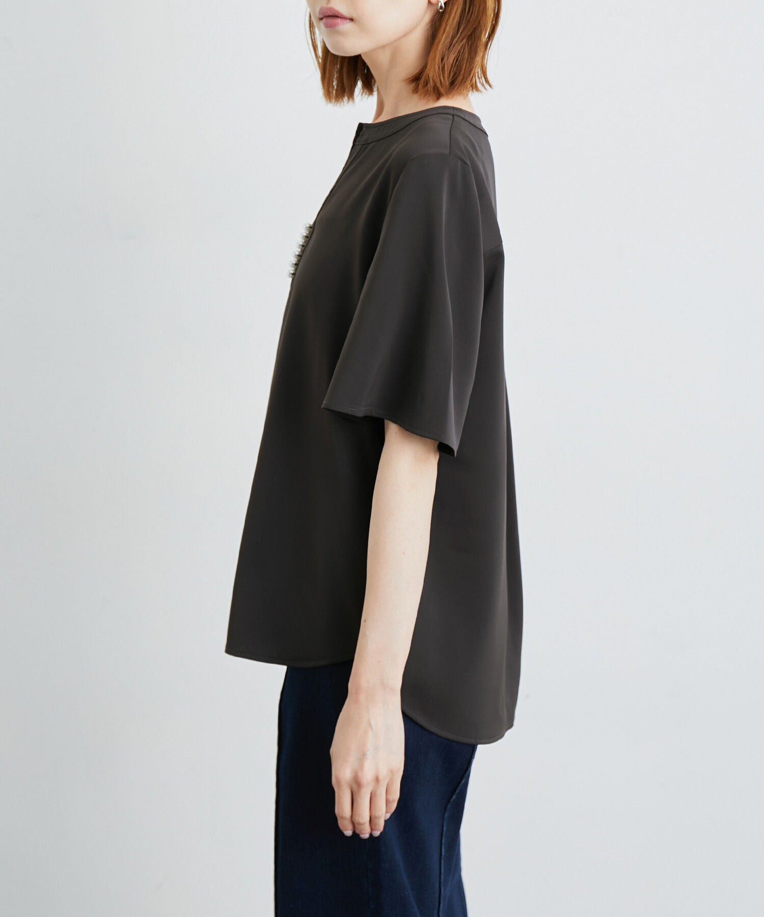 Rope&rsquo;Picnic「白からの解放！多機能ブラウス/キーネックパールハーフブラウス」|シャツ・ブラウス|