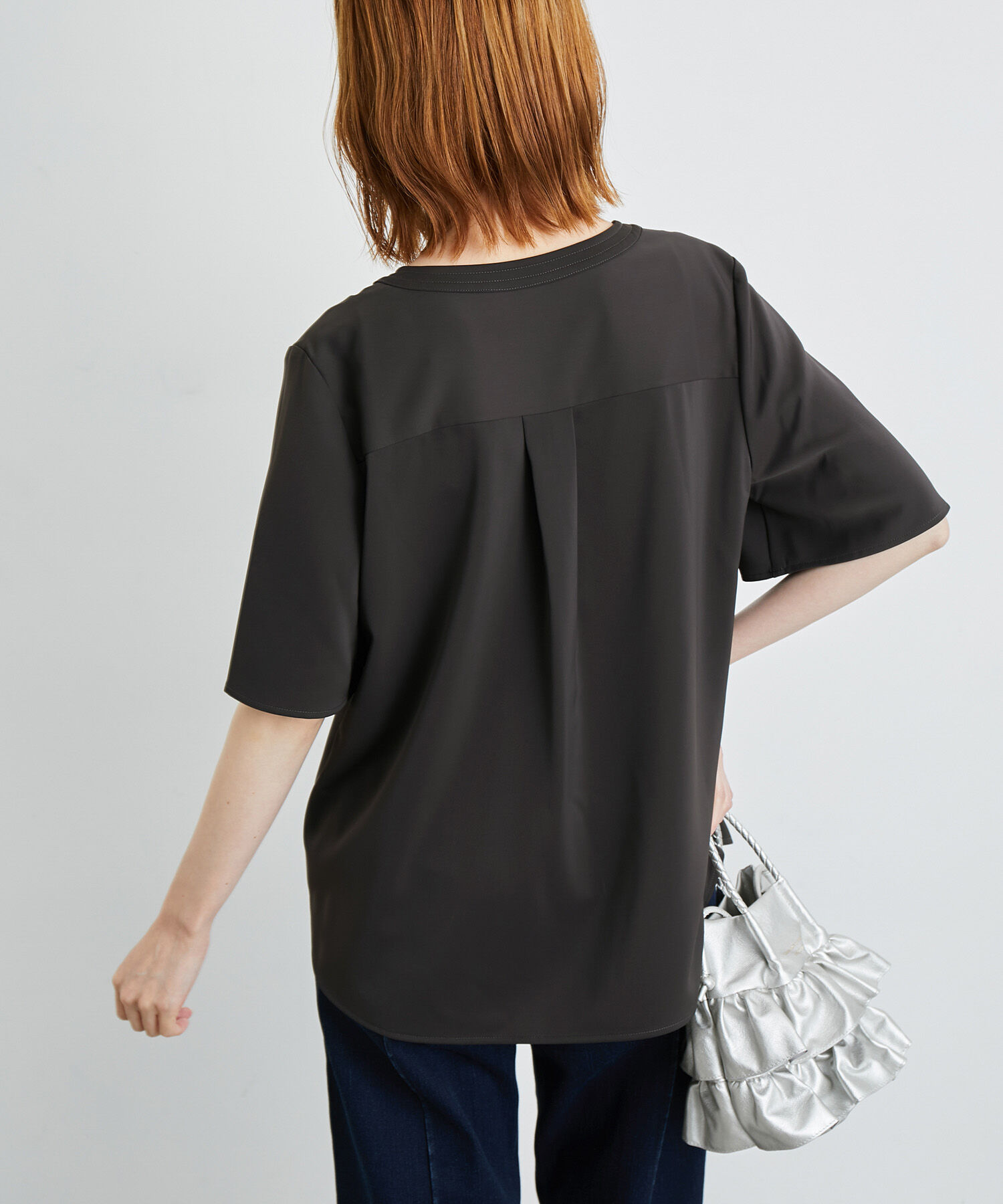 Rope&rsquo;Picnic「白からの解放！多機能ブラウス/キーネックパールハーフブラウス」|シャツ・ブラウス|