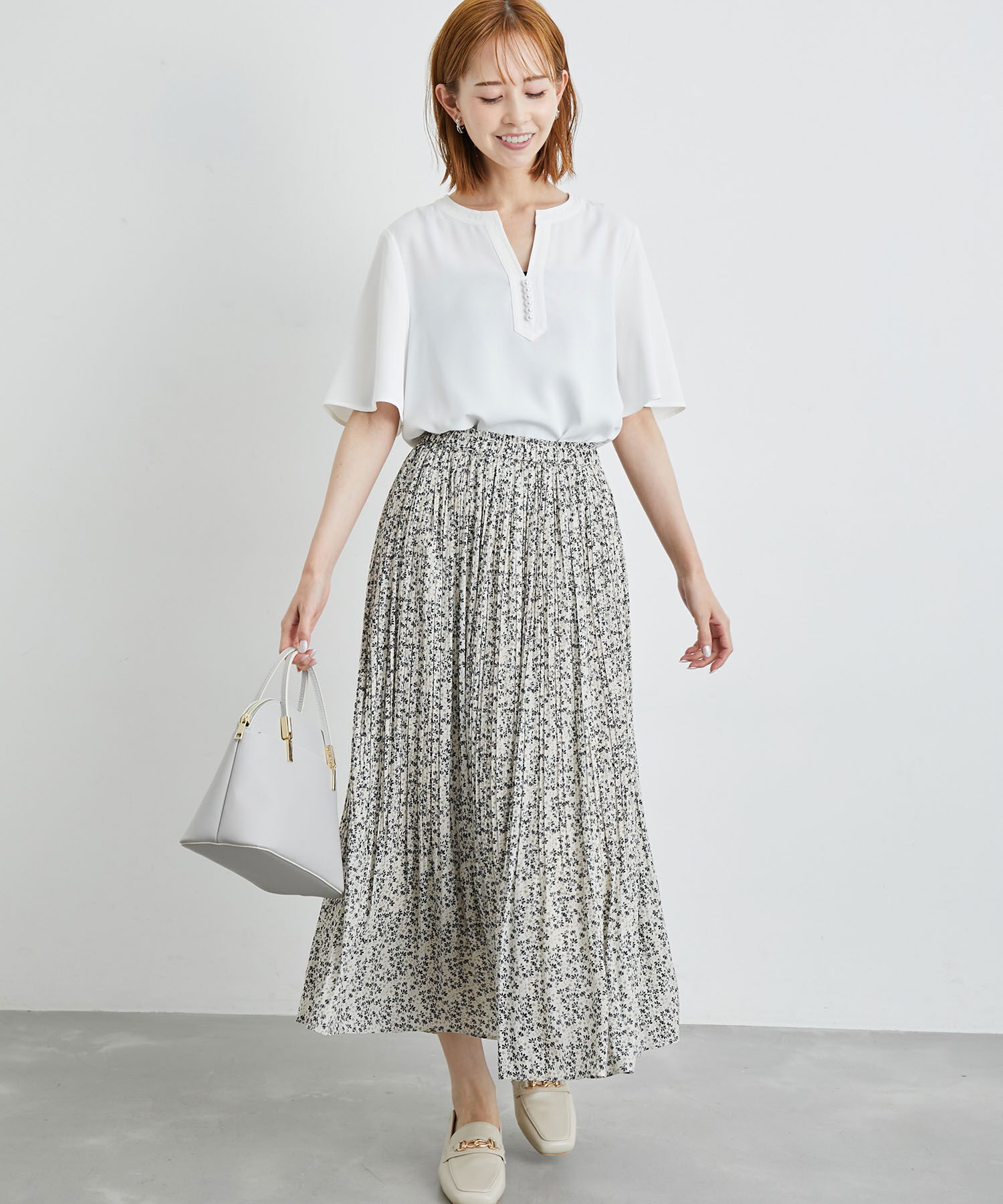 Rope&rsquo;Picnic「白からの解放！多機能ブラウス/キーネックパールハーフブラウス」|シャツ・ブラウス|