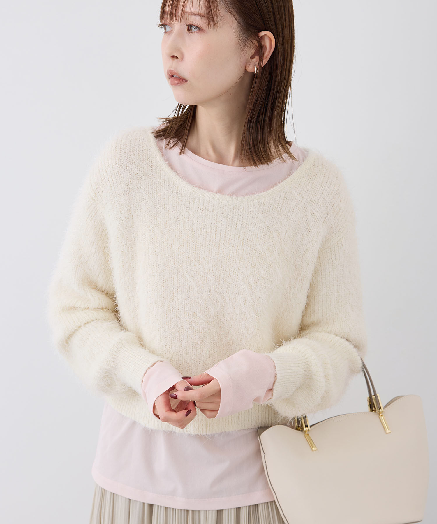 Rope&rsquo;Picnic「シャギーニットショート丈プルオーバー」|ニット・セーター|