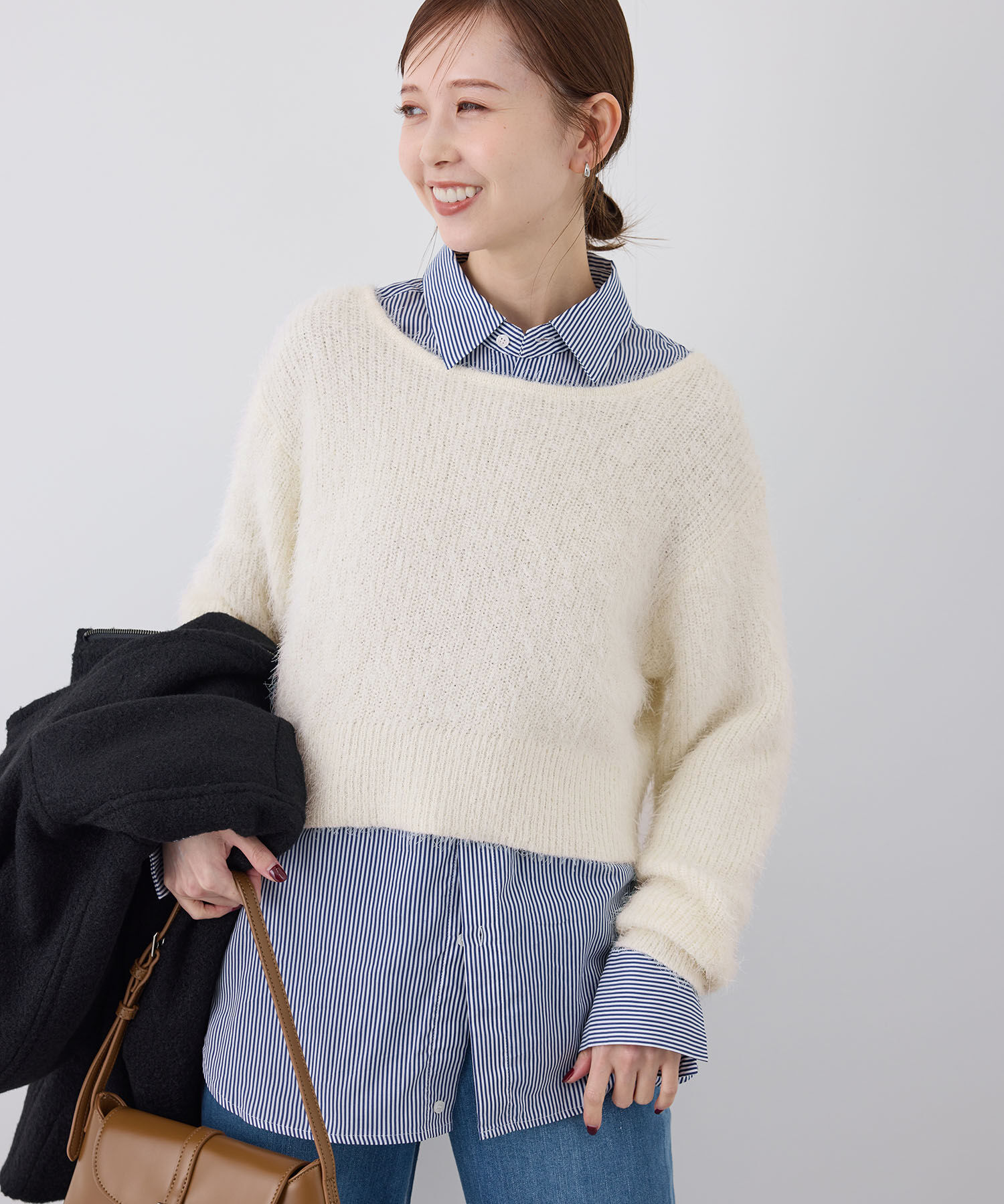 Rope&rsquo;Picnic「シャギーニットショート丈プルオーバー」|ニット・セーター|