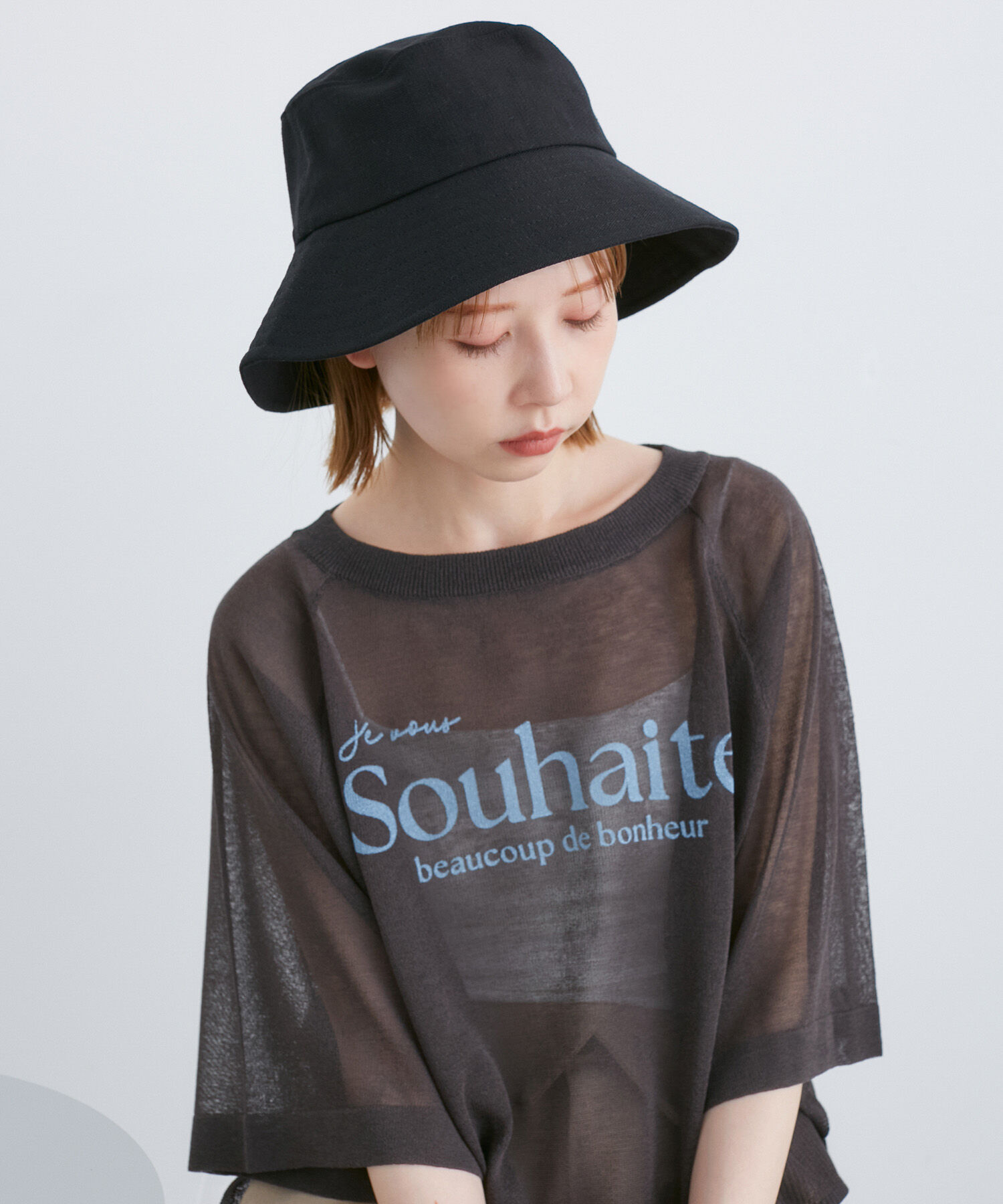 ROPE PICNIC PASSAGE「遮光つば広バケットハット」|ハット|ブラック(01)