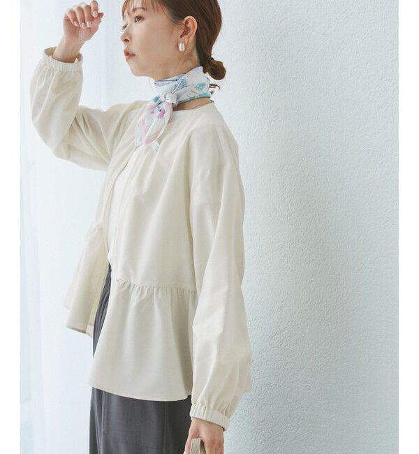 Rope&rsquo;Picnic「【紫外線+近赤外線カット】ペプラムカーディガンブルゾン」|ブルゾン・スタジャン|