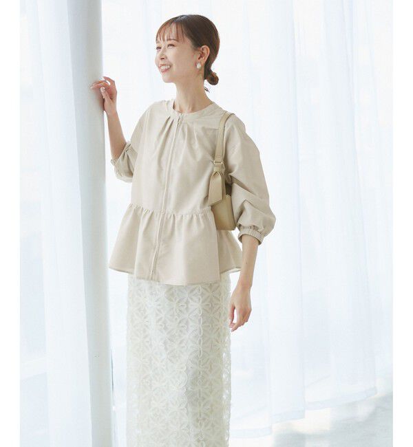 Rope&rsquo;Picnic「【紫外線+近赤外線カット】ペプラムカーディガンブルゾン」|ブルゾン・スタジャン|