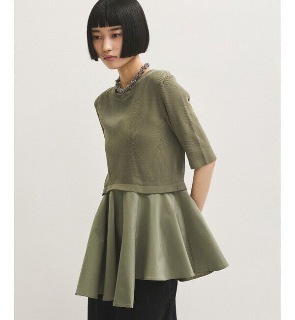 ADAM ET ROPE'「ペプラムコンビハーフスリーブニット」|ニット・セーター|