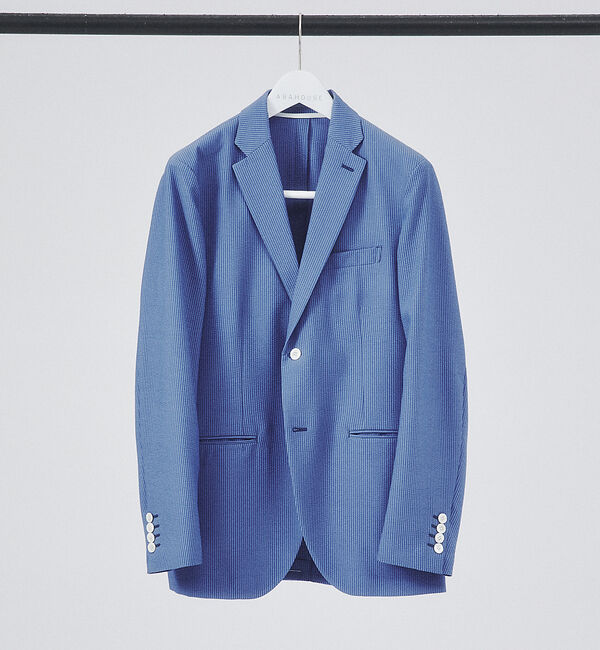 ABAHOUSE「【セットアップ対応/FLEX JACKET】クイックドライ シアサッカー ストラ」|テーラードジャケット|