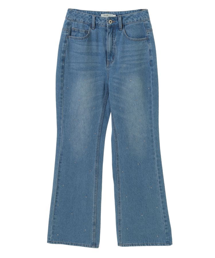 earth music&ecology「ラインストーンフレアーデニムPT」|デニム|