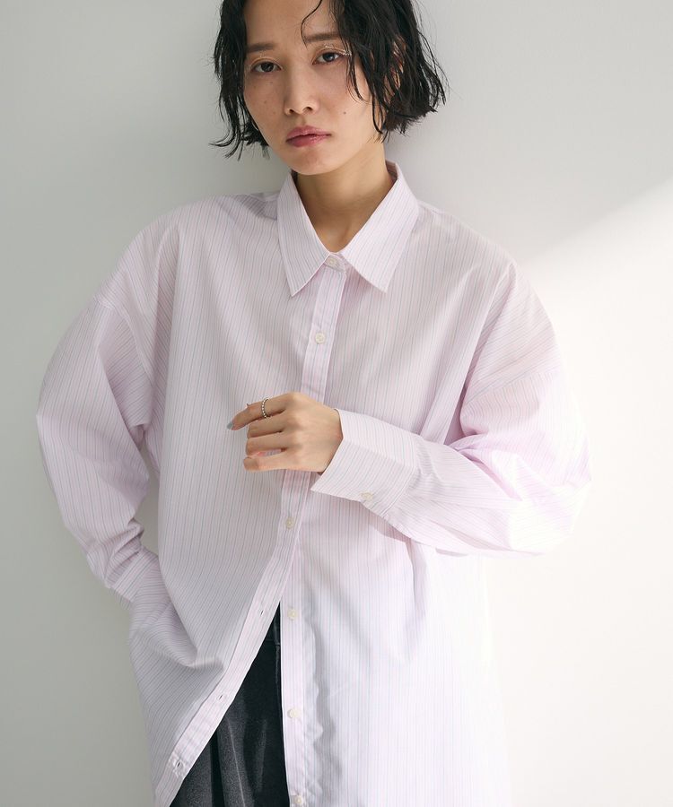 Green Parks「イージーケアストライプシャツ」|シャツ・ブラウス|Pink