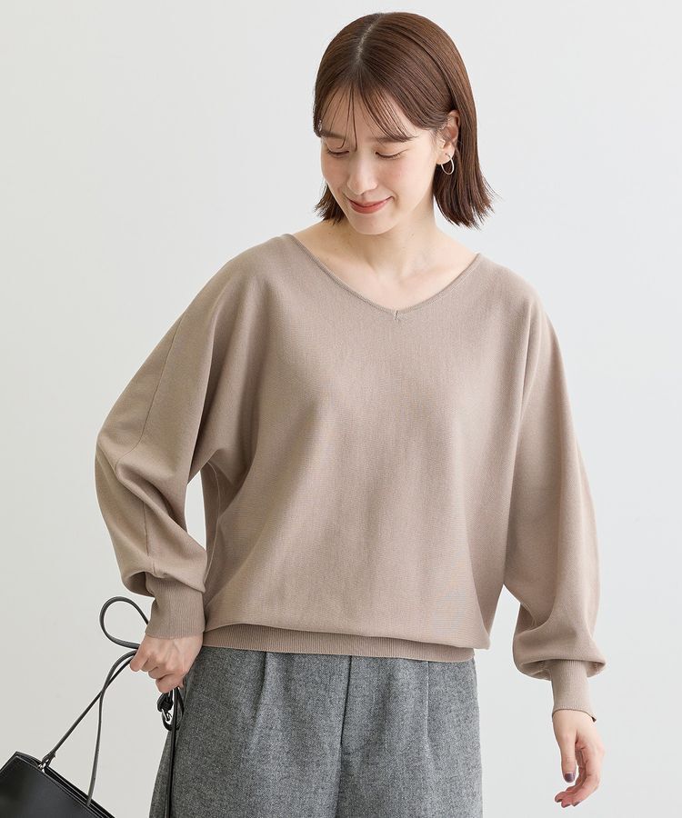 Green Parks「洗える Vネックドルマンニットプルオーバー」|ニット・セーター|