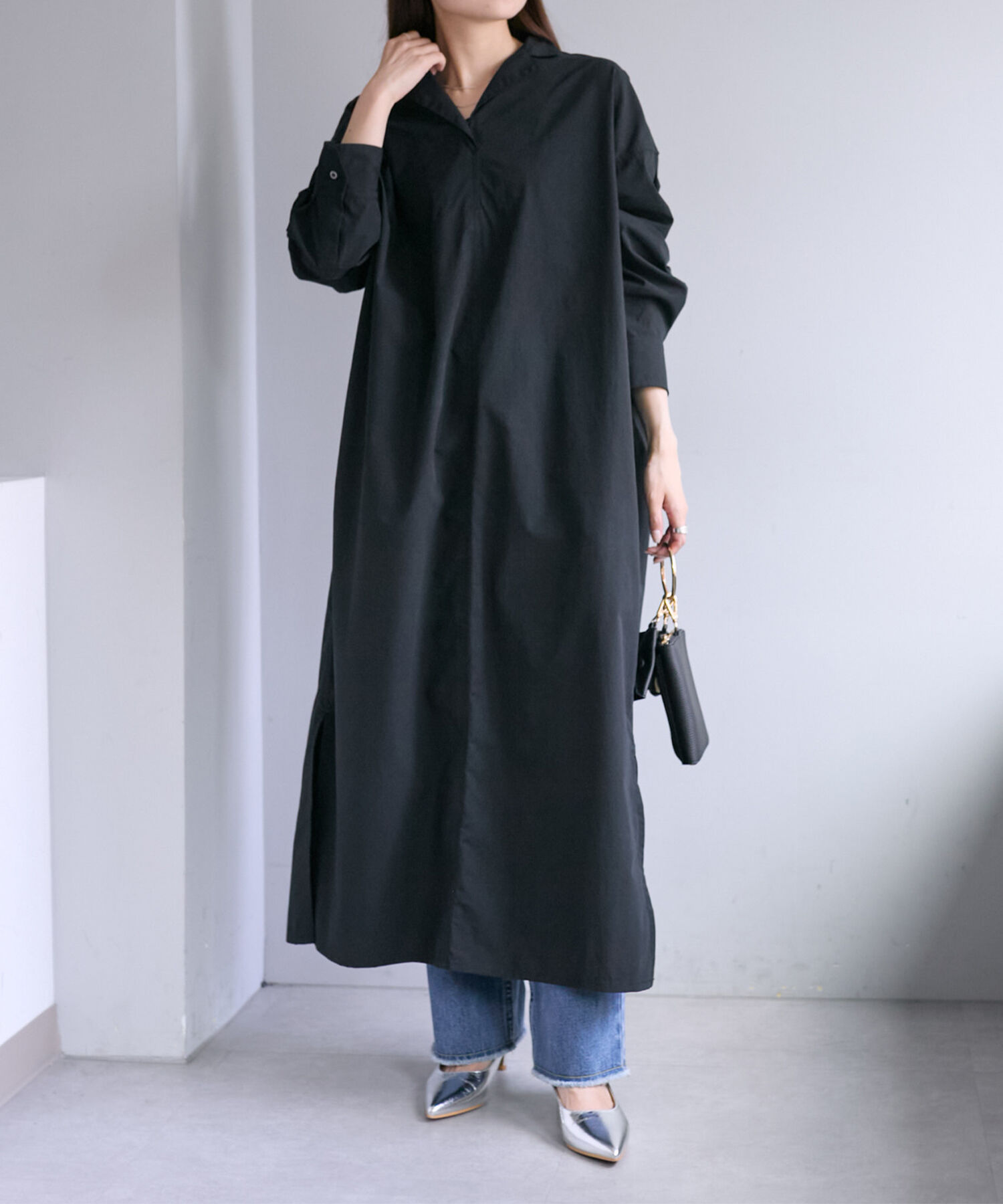  「高密度コットンワンピース」|ワンピース|ブラック