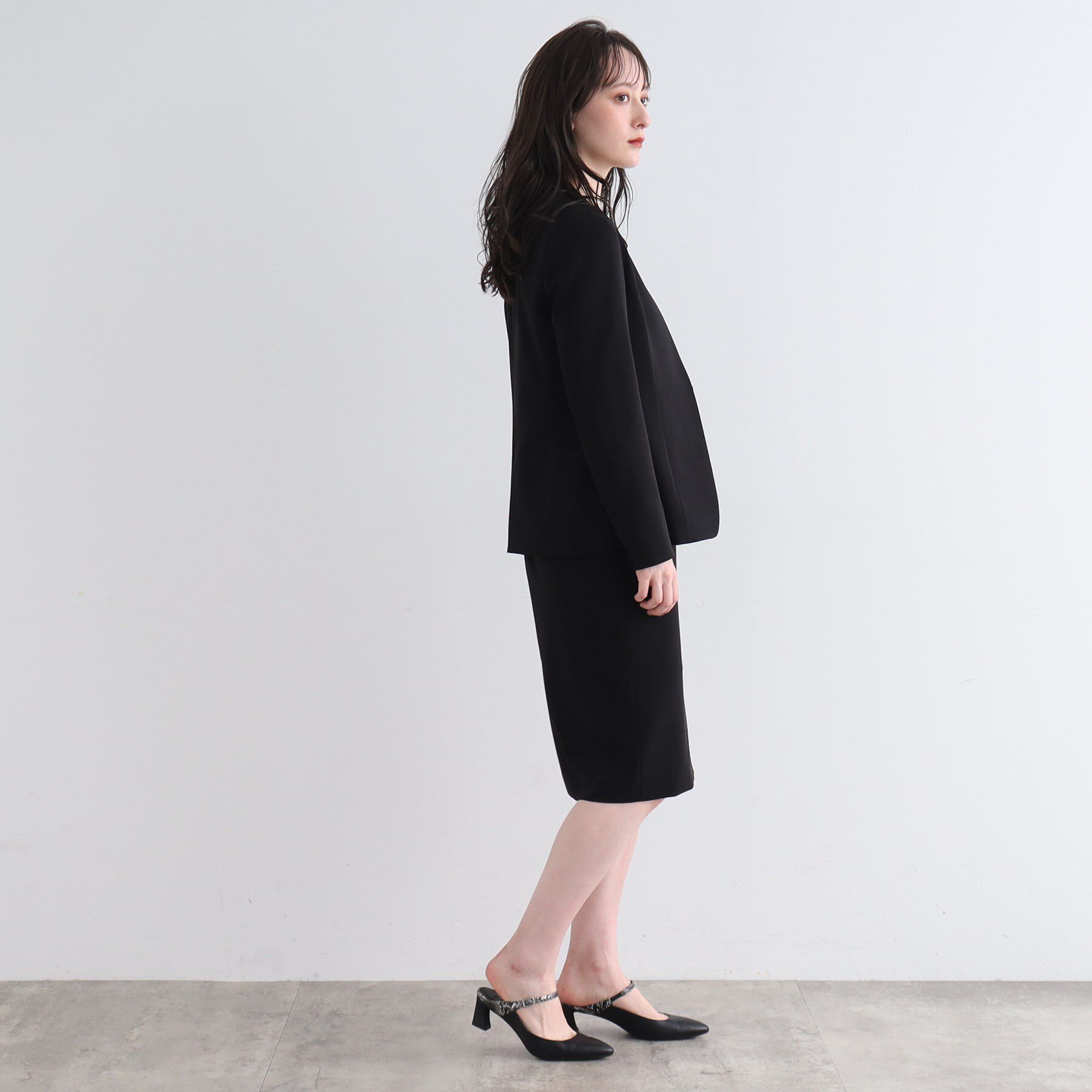 INDIVI「【洗える/UVケア/エコ/日本製】ストレッチノーカラージャケット」|スーツ|