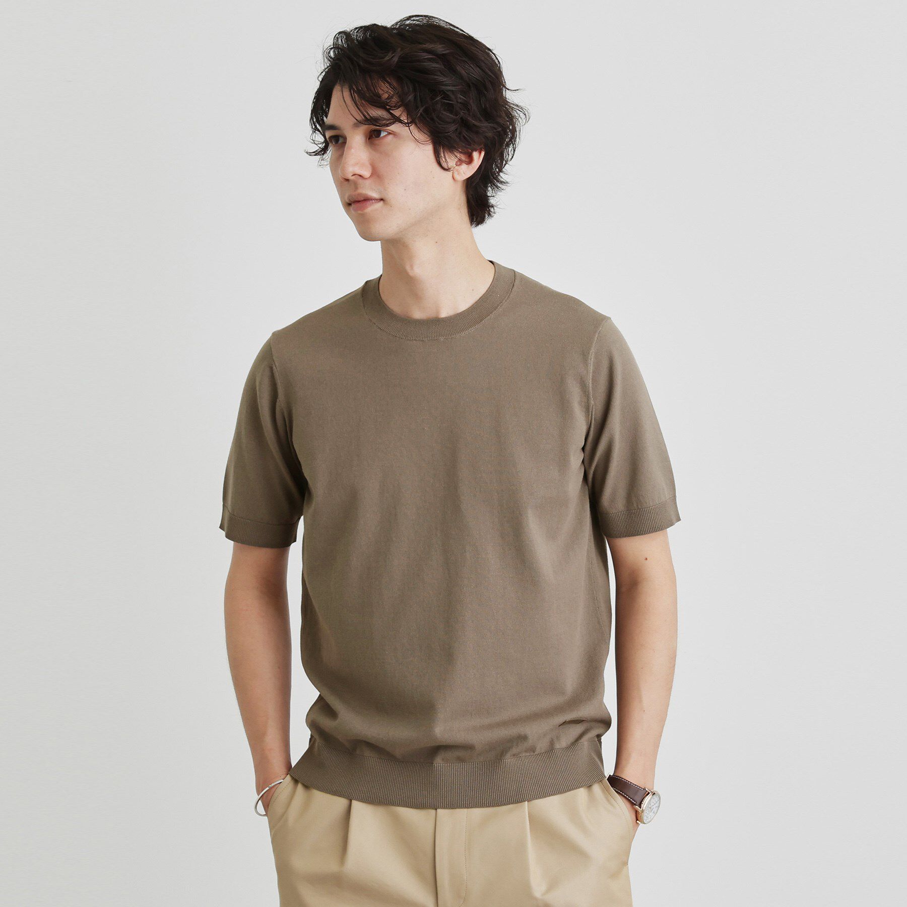 TAKEO KIKUCHI「テーラードニット プルオーバー」|Tシャツ・カットソー|トープ(054)