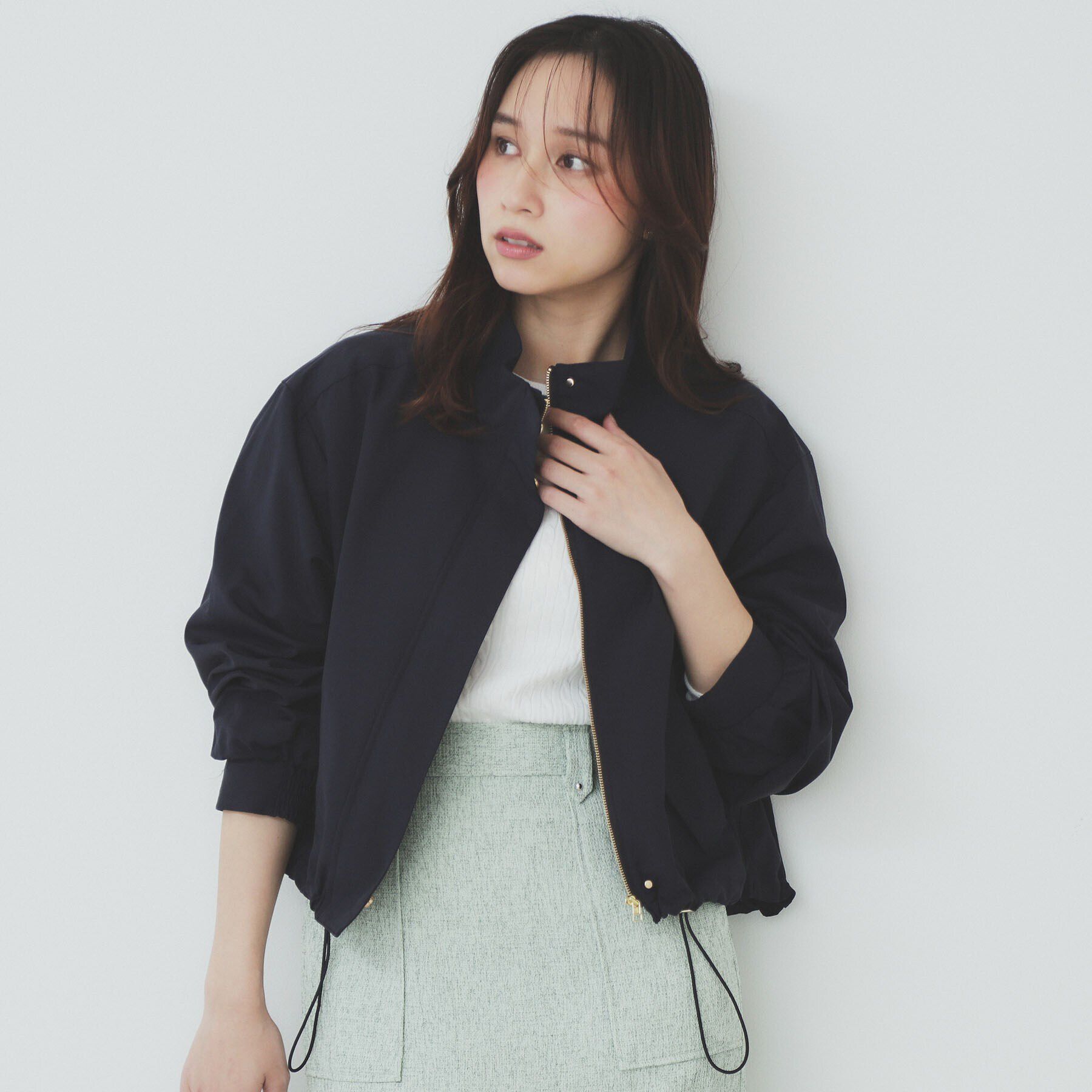 index「撥水スタンドカラーショートブルゾン【洗濯機洗い可】」|ブルゾン・スタジャン|ネイビー(094)