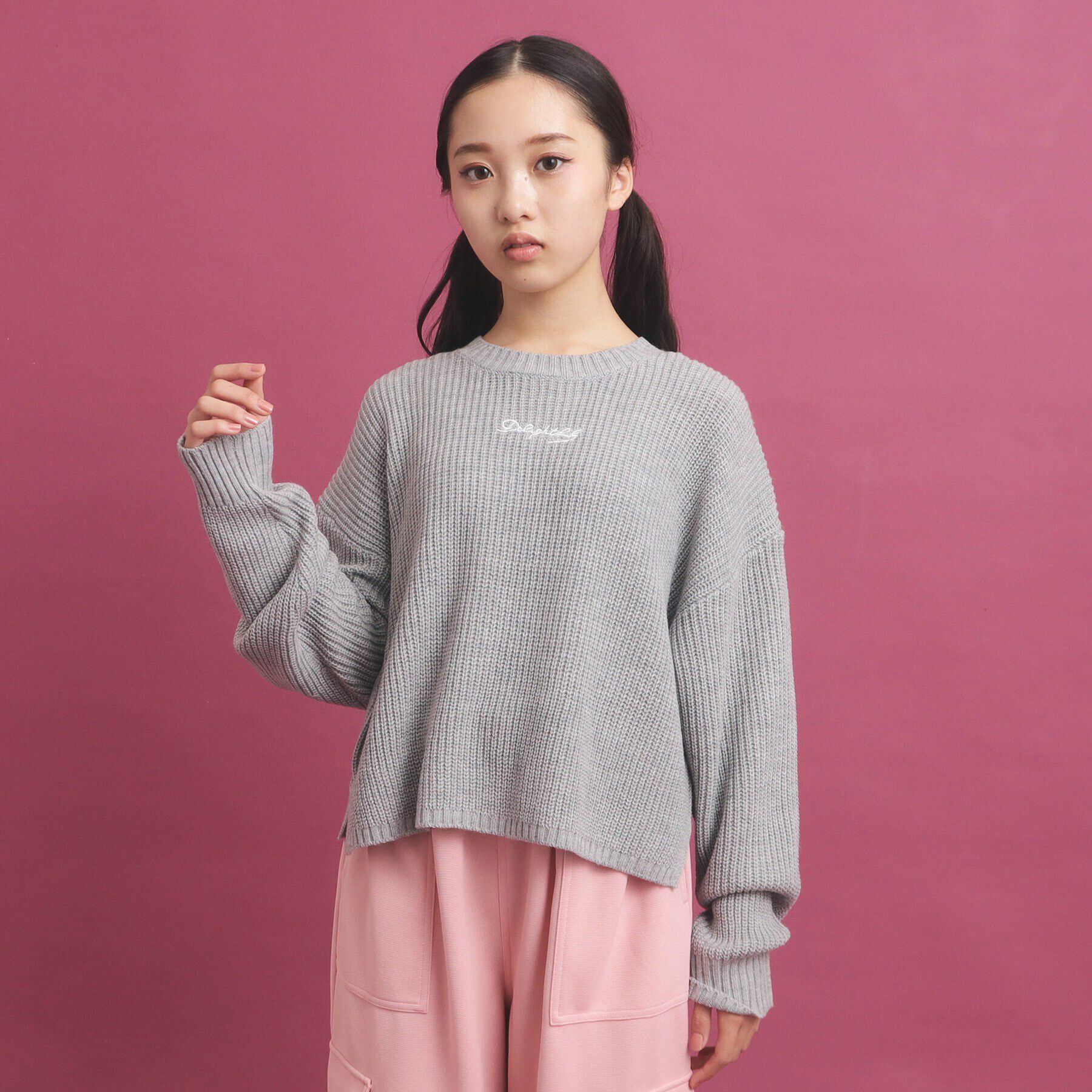PINK-latte「【プチプラ/3シーズン】 ベーシックニット」|ニット・セーター|ﾗｲﾄｸﾞﾚｰ(011)