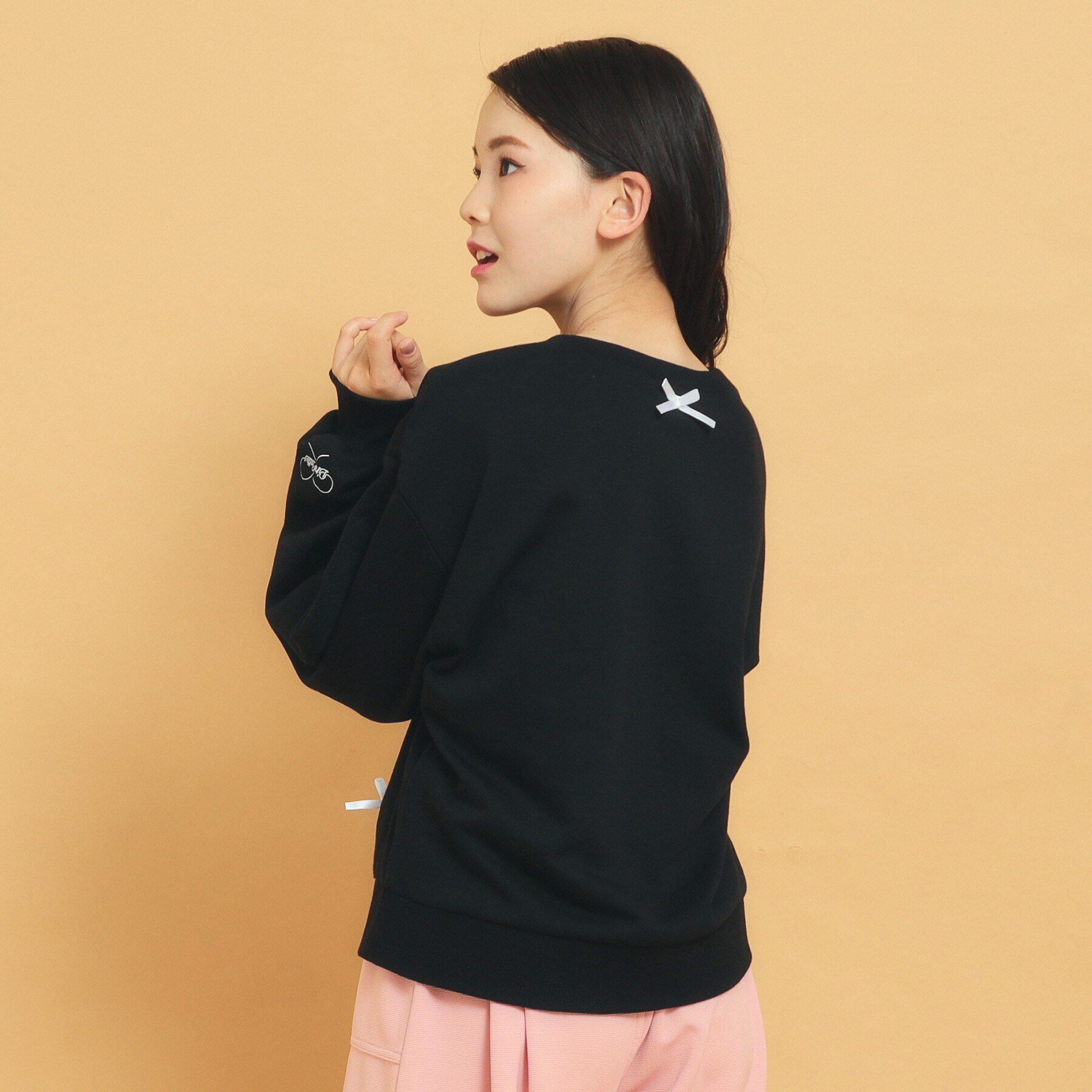 PINK-latte「毎日着たい！リボンパール裏毛」|Tシャツ・カットソー|