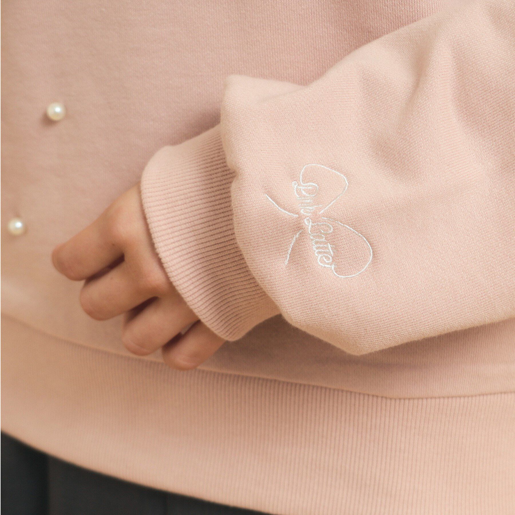 PINK-latte「毎日着たい！リボンパール裏毛」|Tシャツ・カットソー|