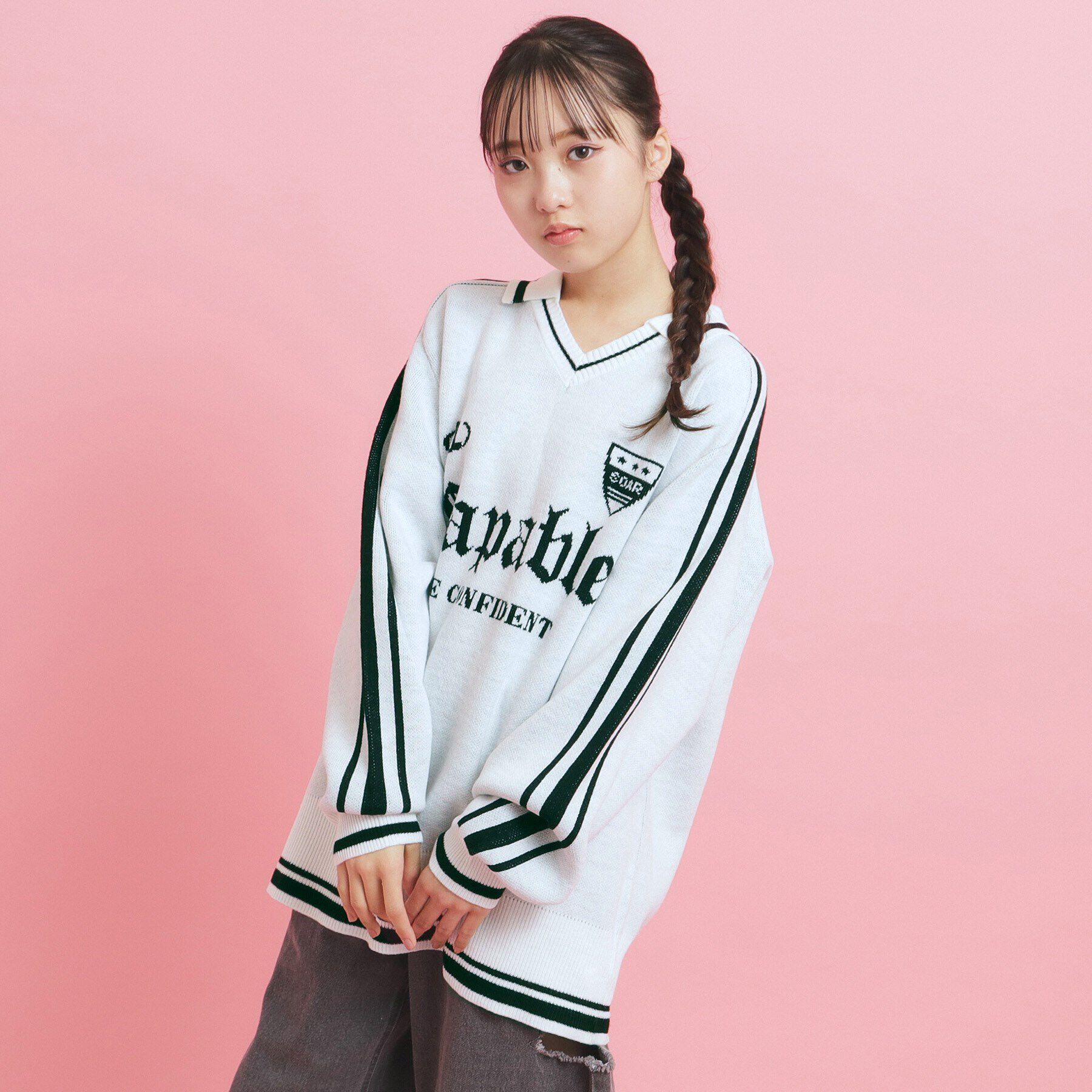 PINK-latte「【ブロークコア】ユニフォームスタイルニット」|ニット・セーター|