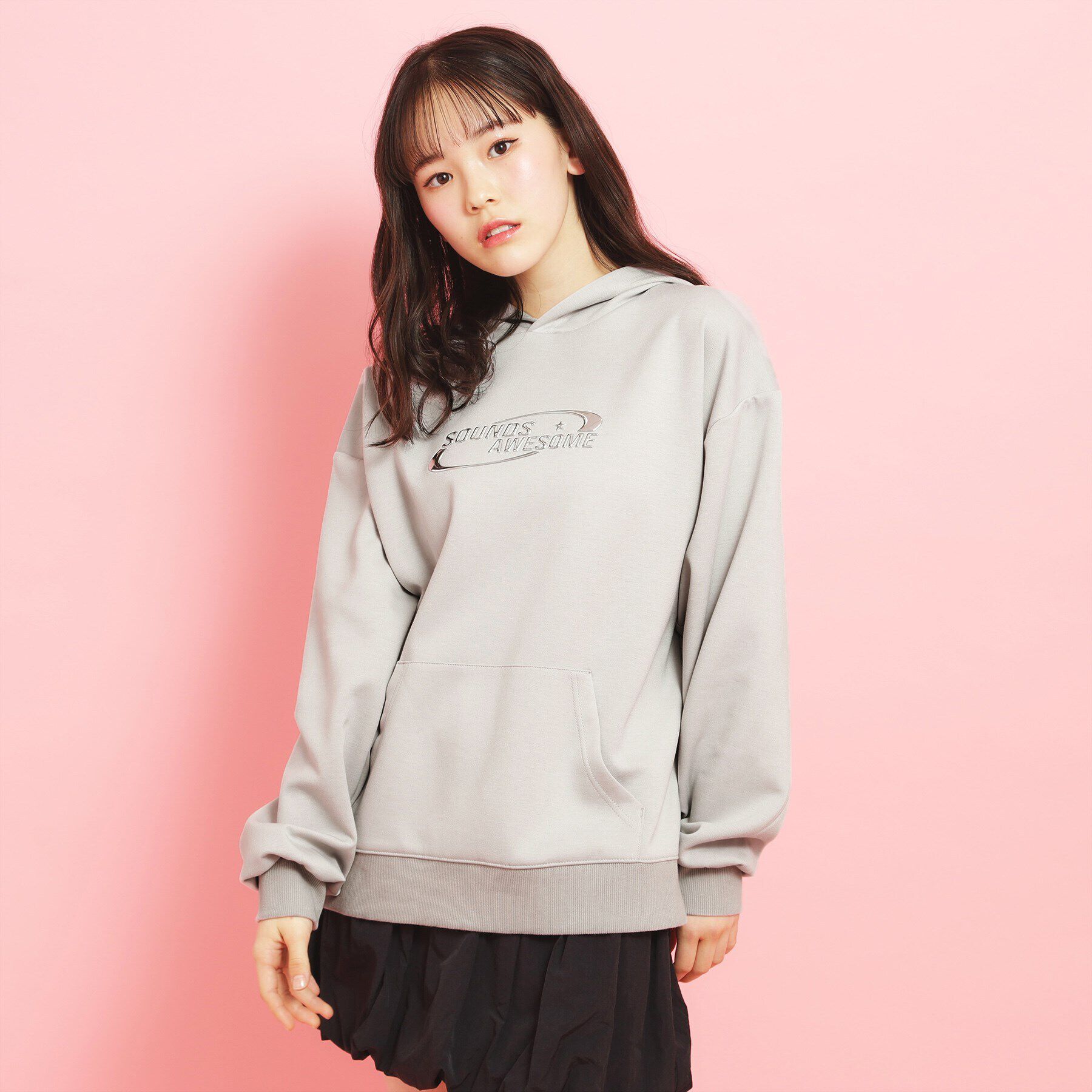 PINK-latte「シルバーワッペンポンチパーカ」|パーカー|