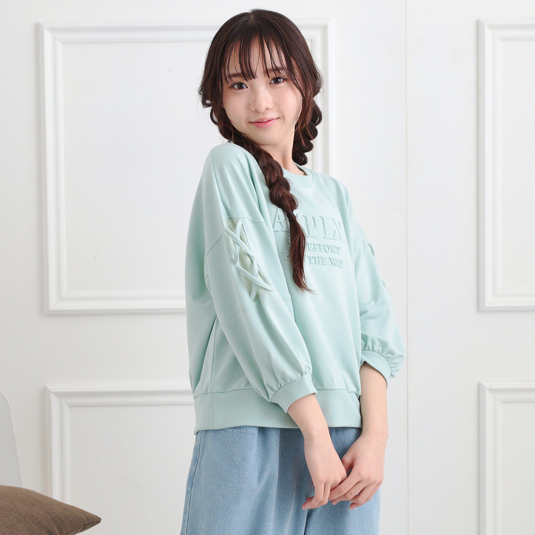 PINK-latte「エンボス七分袖Tシャツ」|Tシャツ・カットソー|