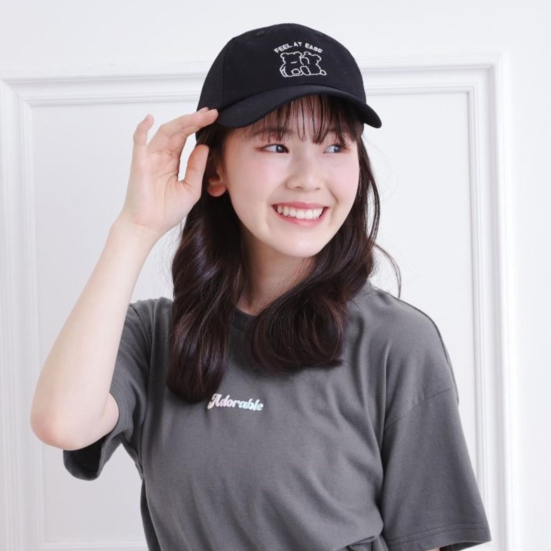 PINK-latte「くま刺繍メッシュキャップ」|キャップ・キャスケット|