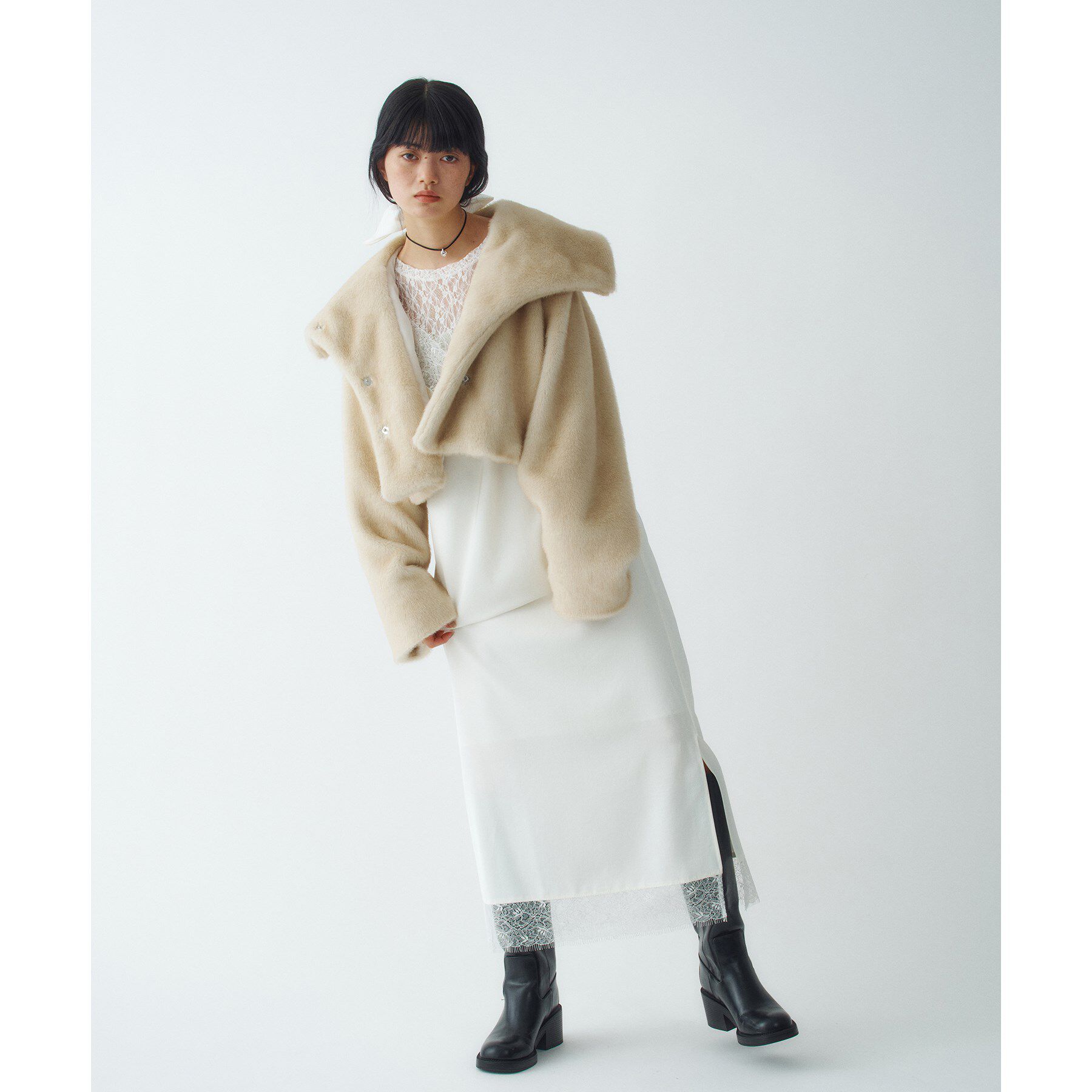CODE A「faux mink short jacket」|ブルゾン・スタジャン|