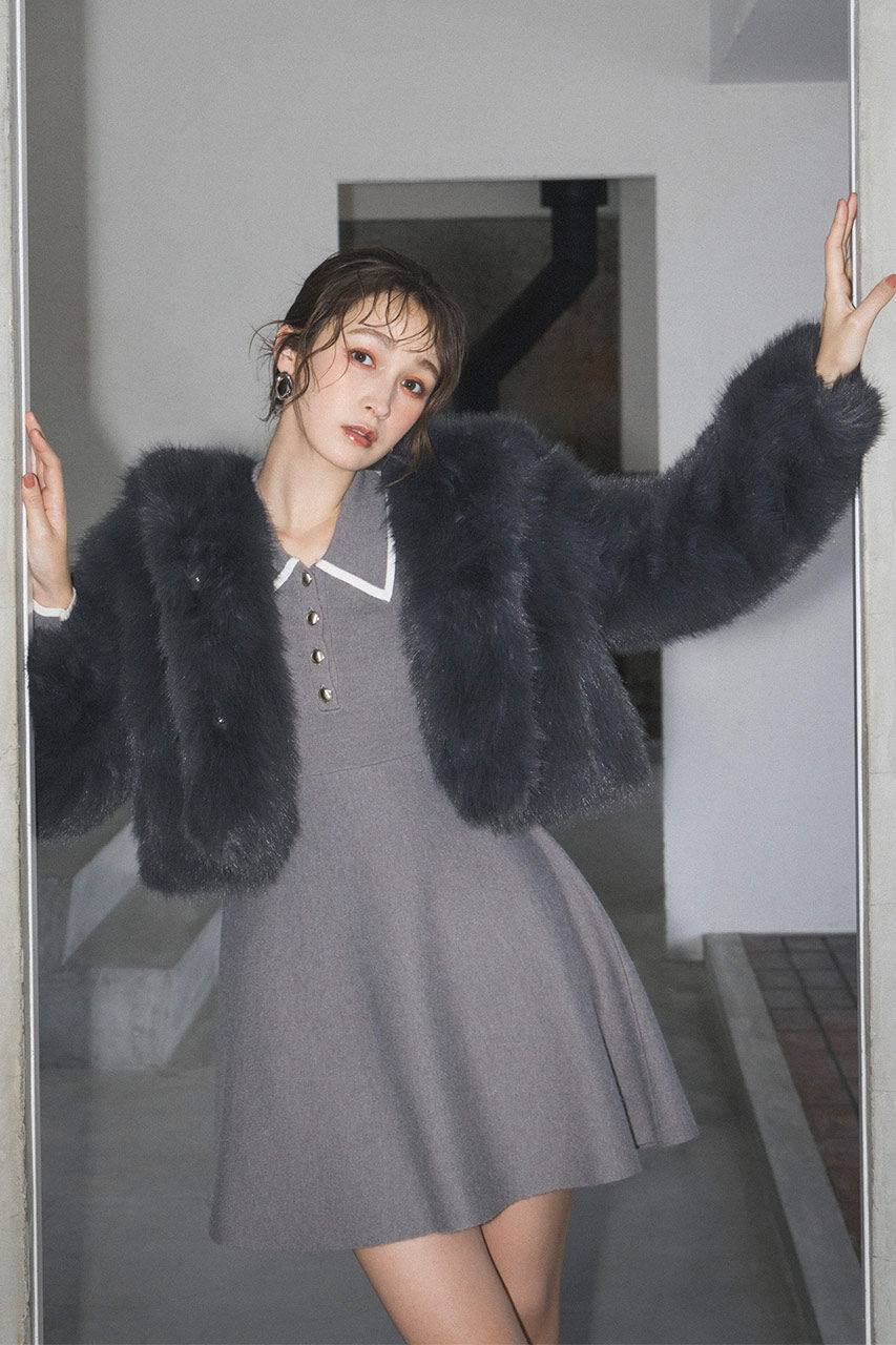 rienda「ビッグフードフェイクファーコート」|その他|GRY