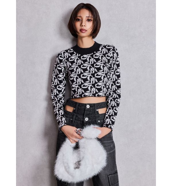 GYDA「GDラインストーンバックルECO FUR BAG」|ハンドバッグ|