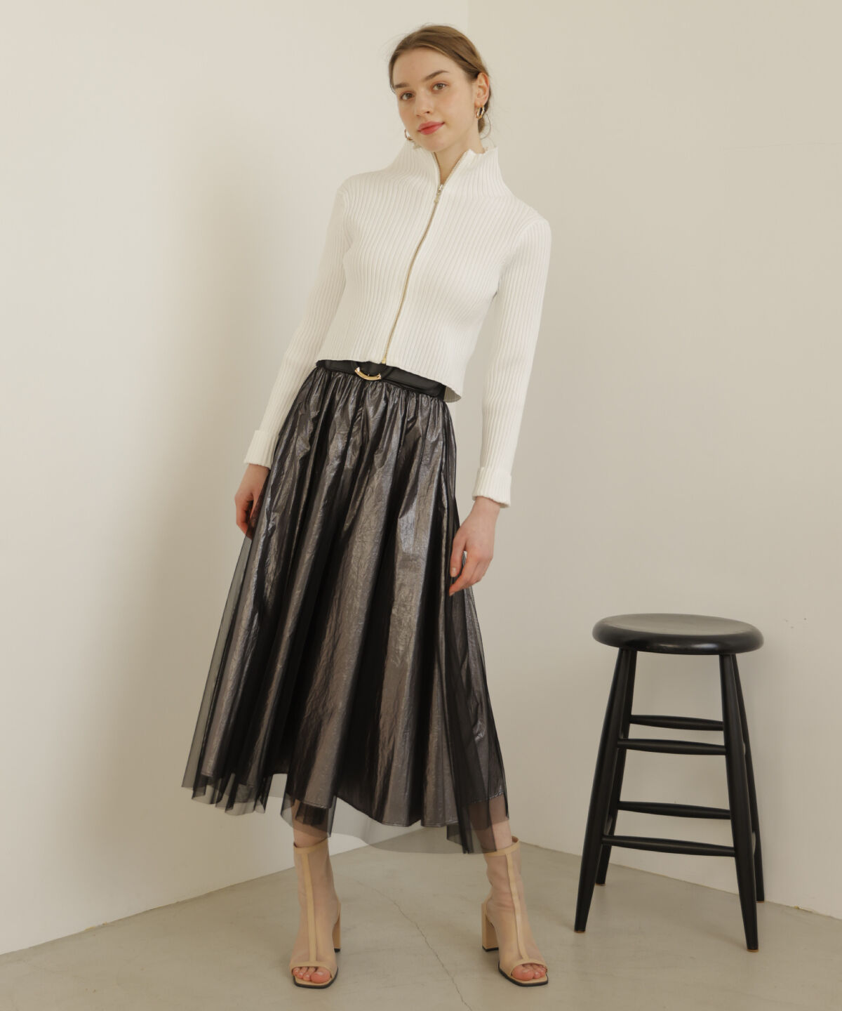 アンドクチュール「リブジッパーカーディガン」|カーディガン|