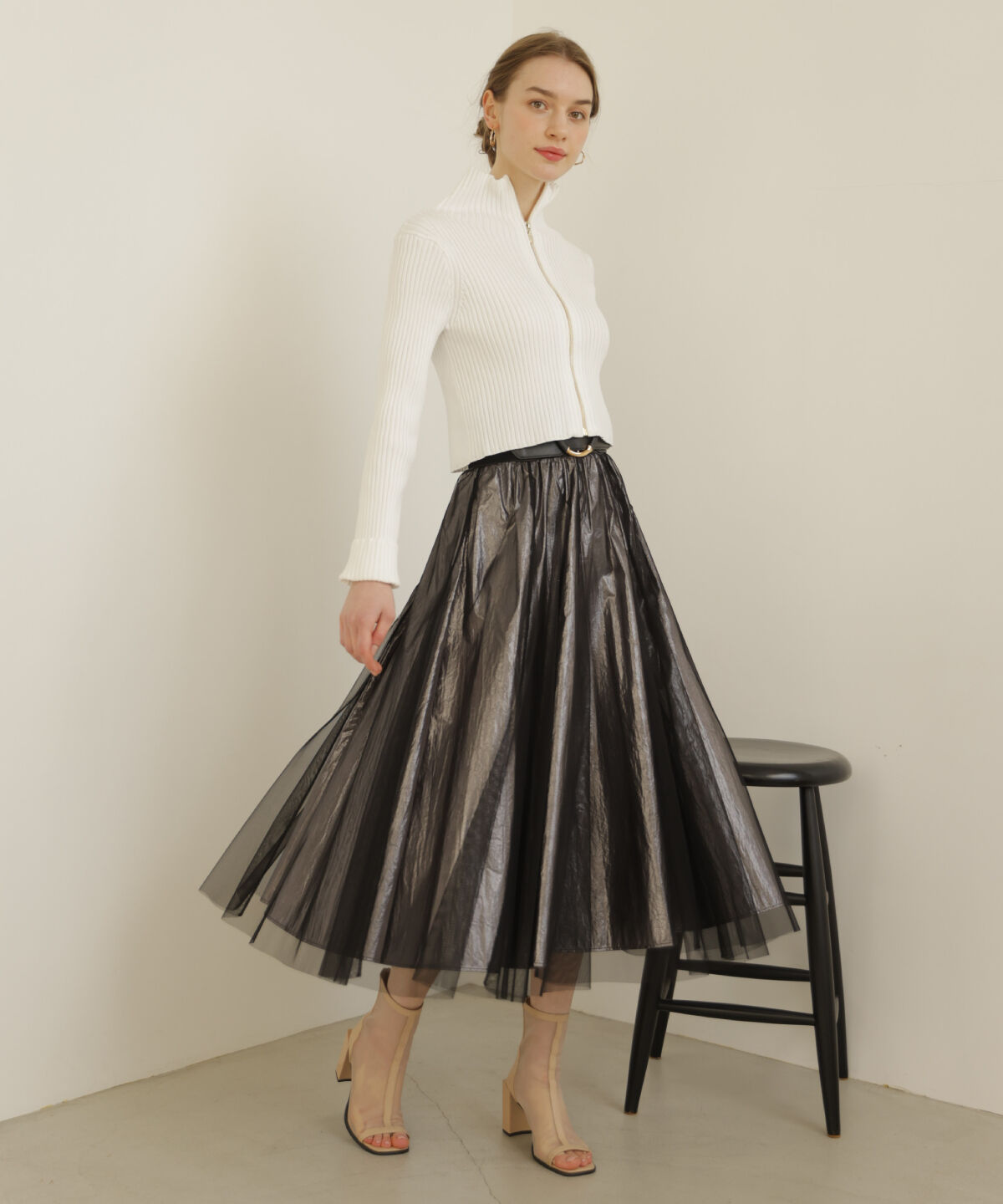 アンドクチュール「リブジッパーカーディガン」|カーディガン|