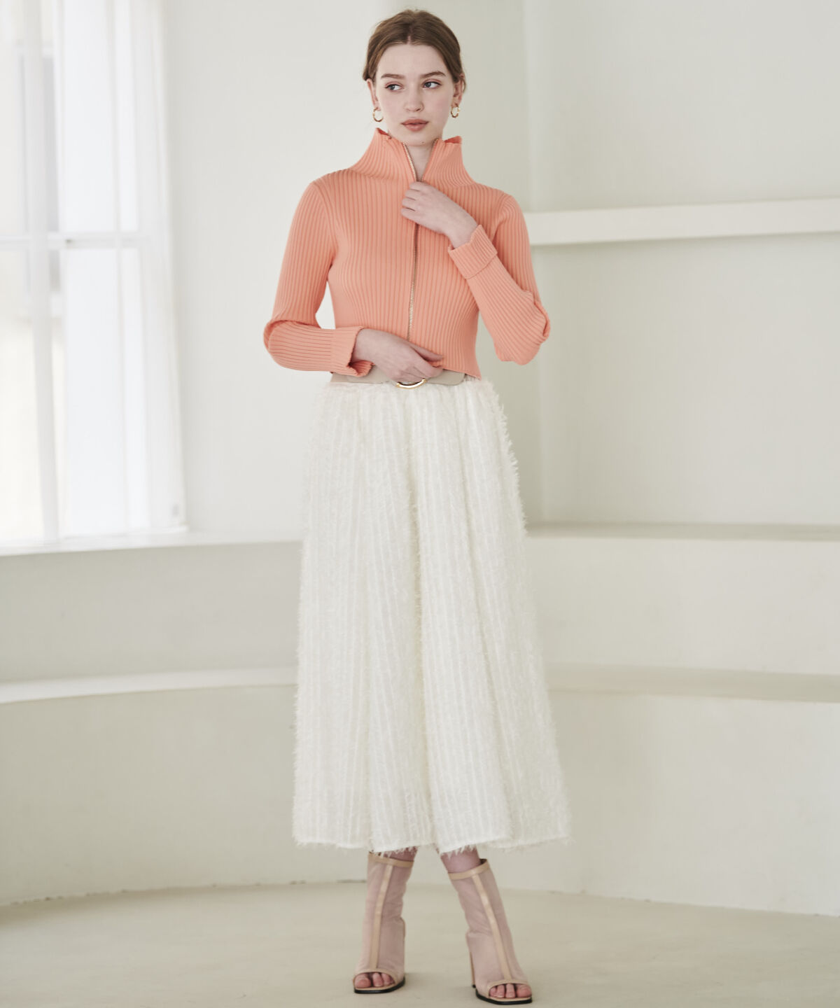 アンドクチュール「リブジッパーカーディガン」|カーディガン|