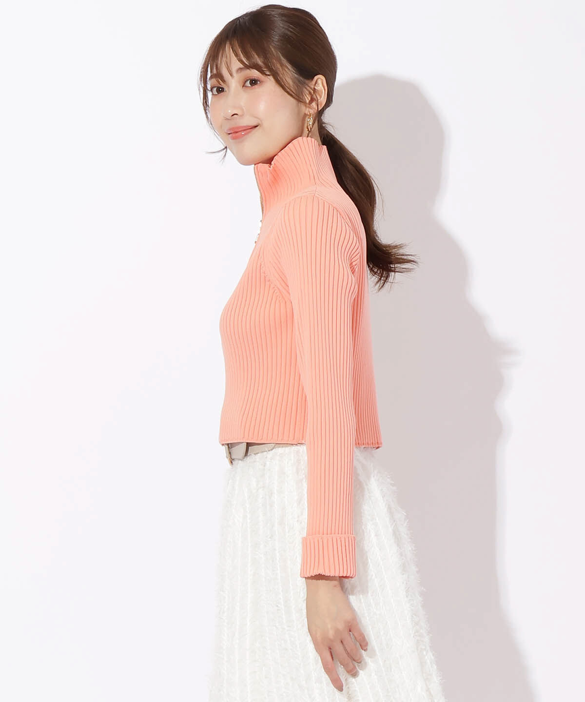 アンドクチュール「リブジッパーカーディガン」|カーディガン|