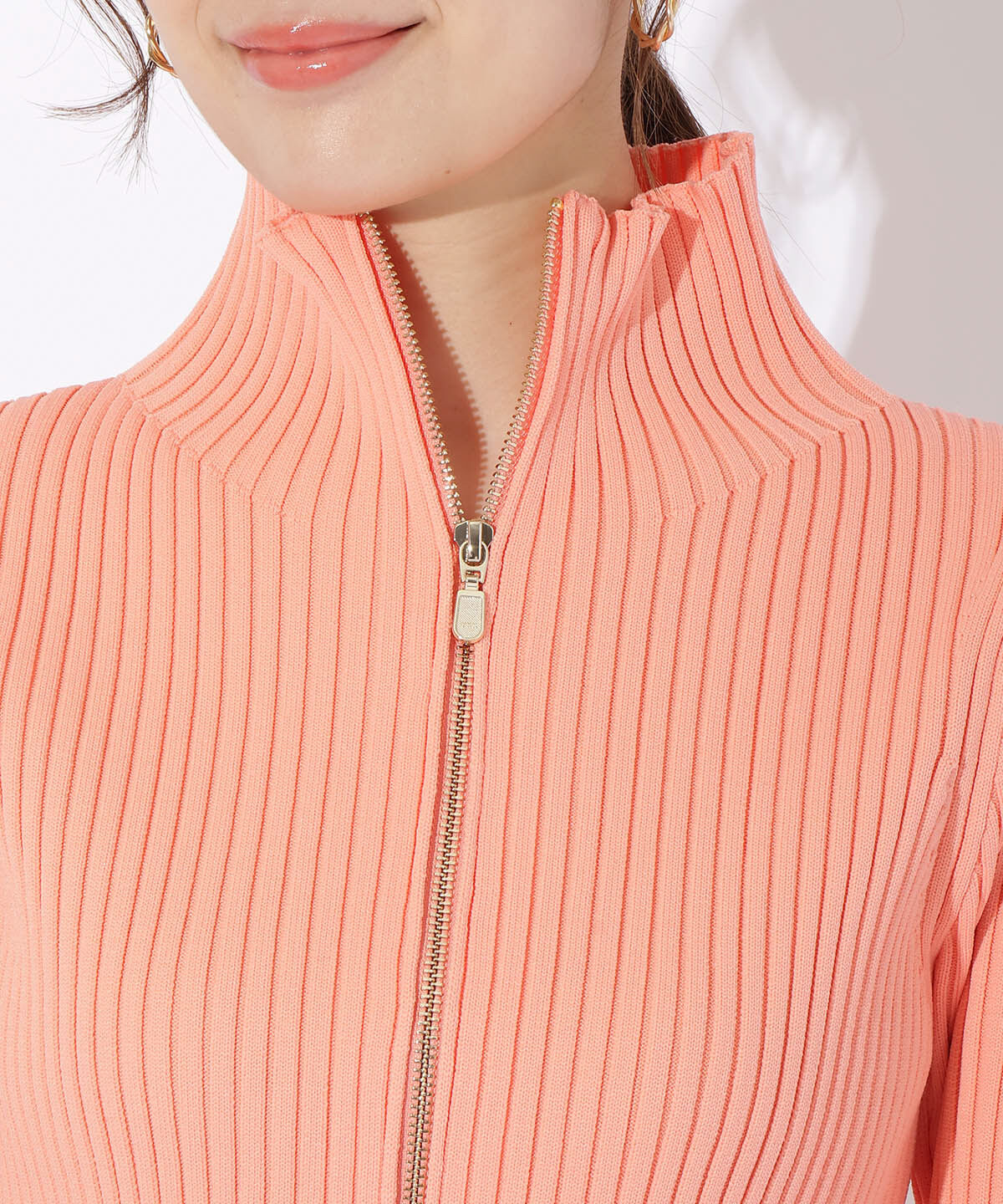 アンドクチュール「リブジッパーカーディガン」|カーディガン|