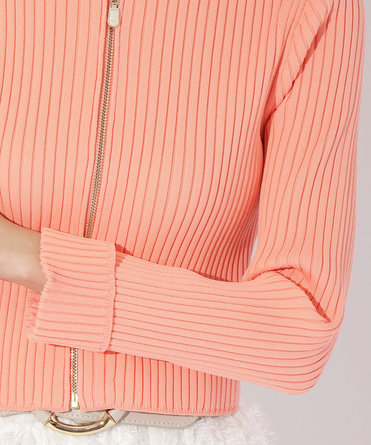 アンドクチュール「リブジッパーカーディガン」|カーディガン|